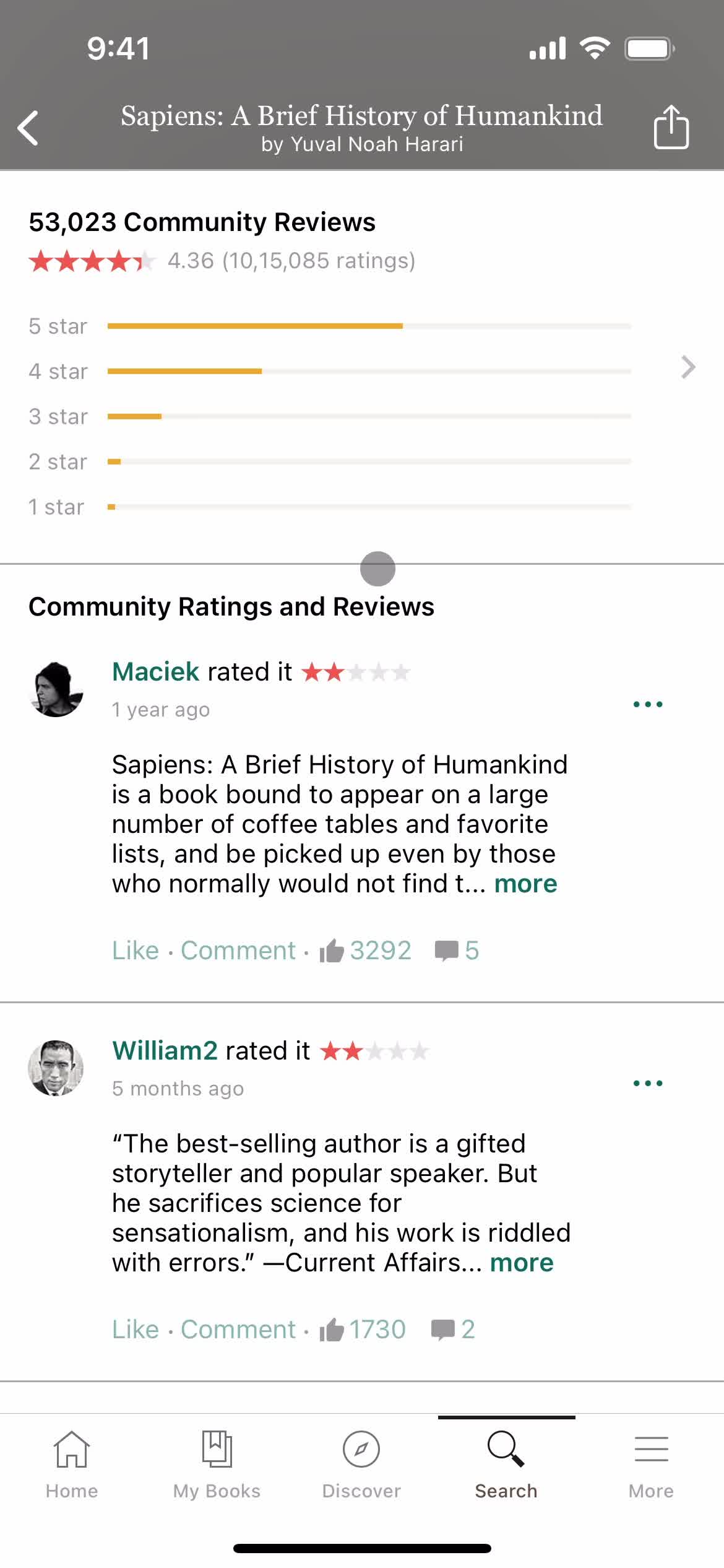 Filtering and sorting screenshot