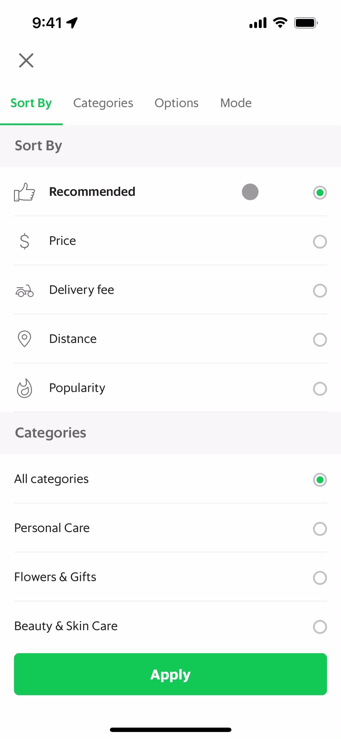 Filtering and sorting on Grab video thumbnail