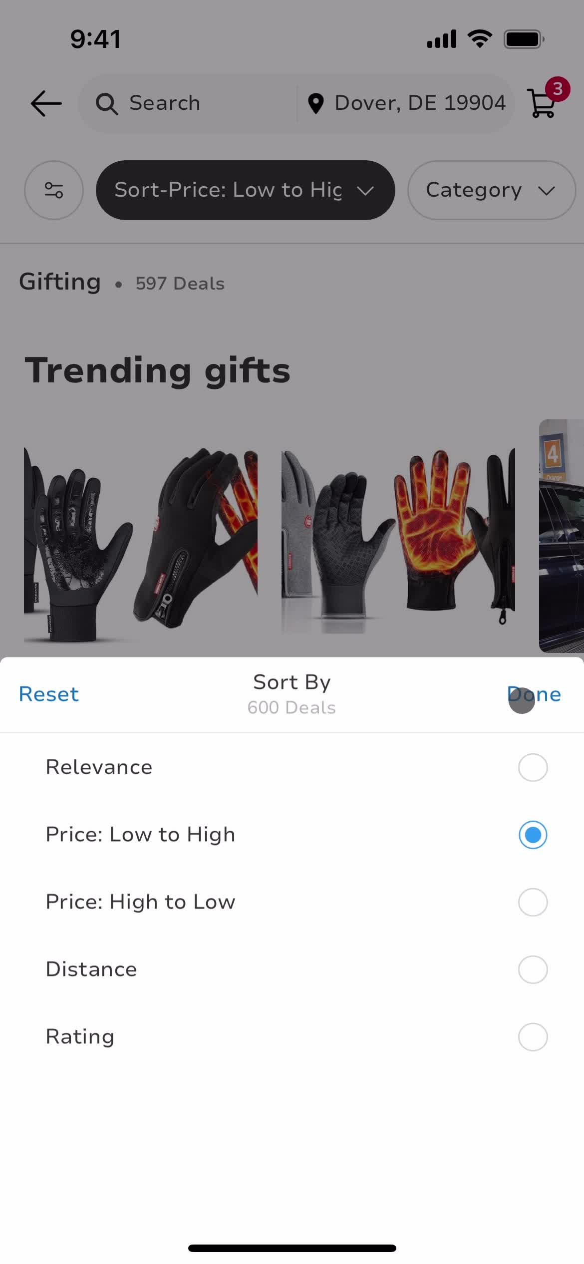 Filtering screenshot