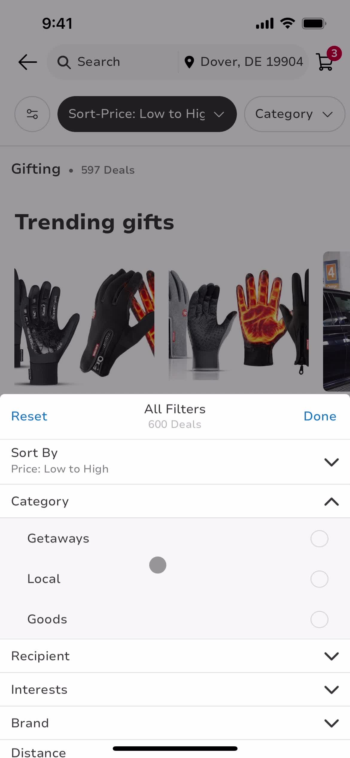 Filtering screenshot