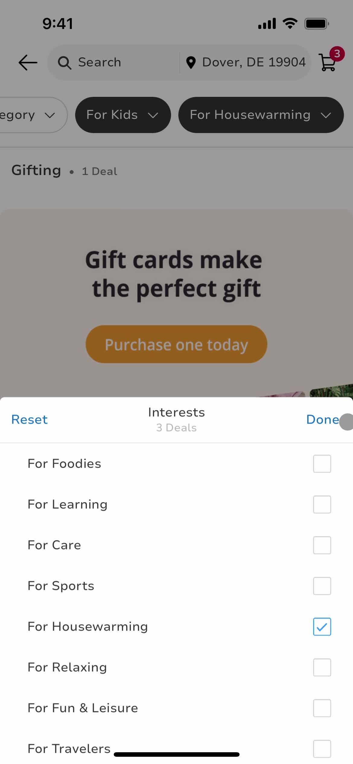 Filtering screenshot