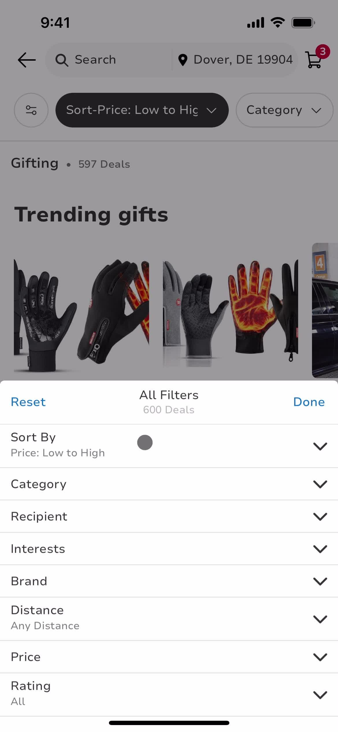 Filtering screenshot