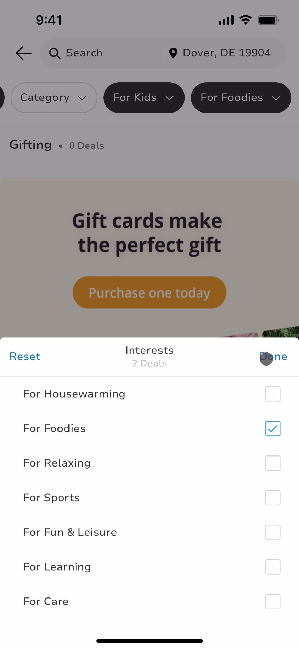 Filtering screenshot