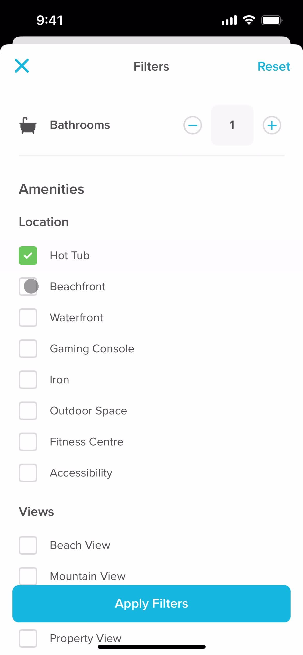 Filtering screenshot