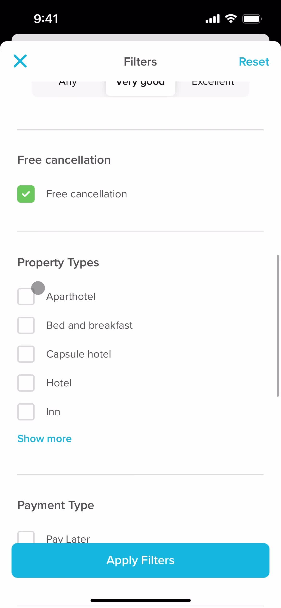 Filtering screenshot