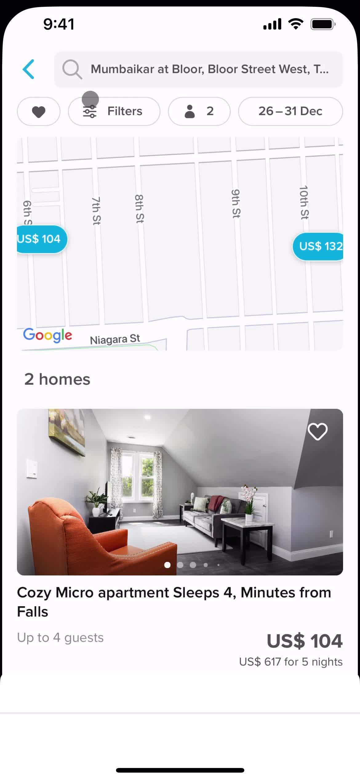 Filtering screenshot