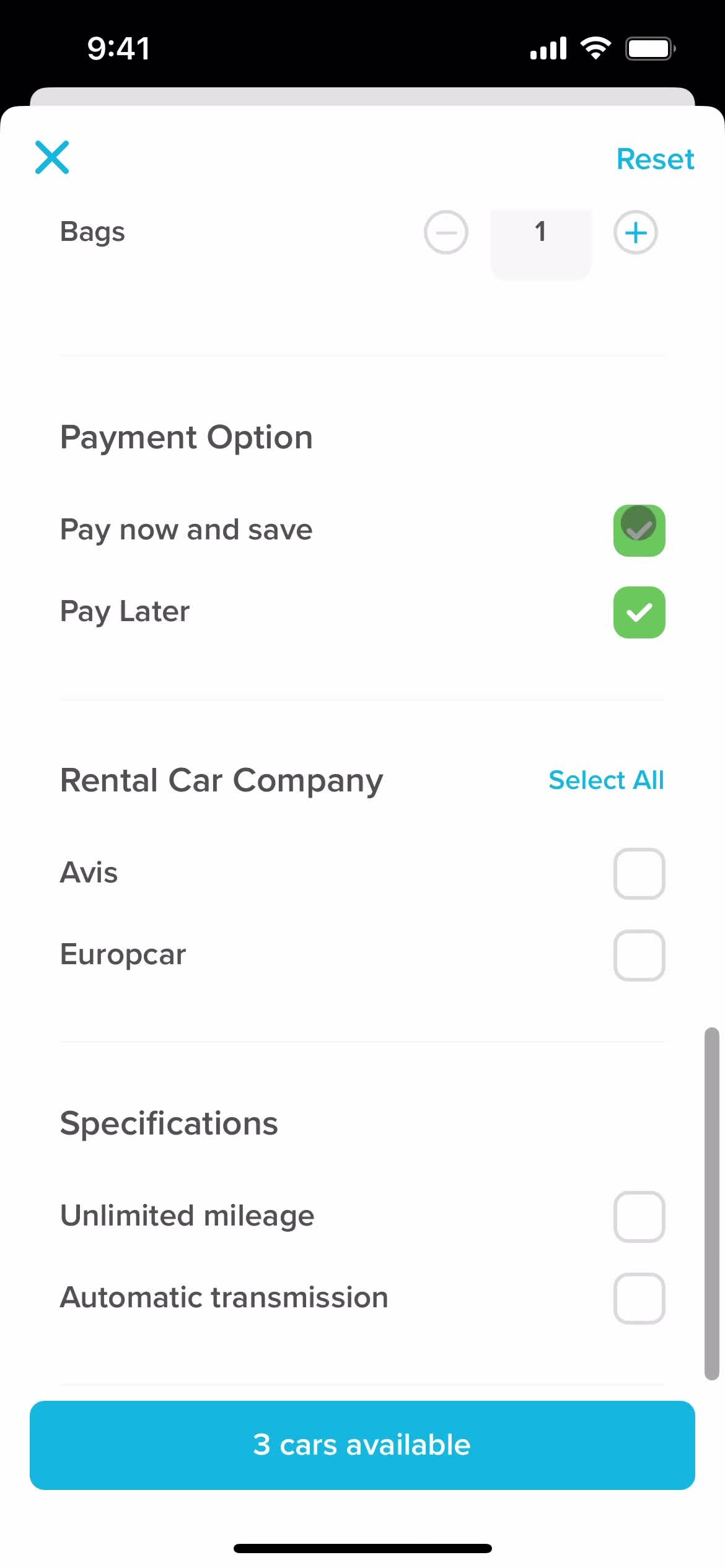 Filtering screenshot