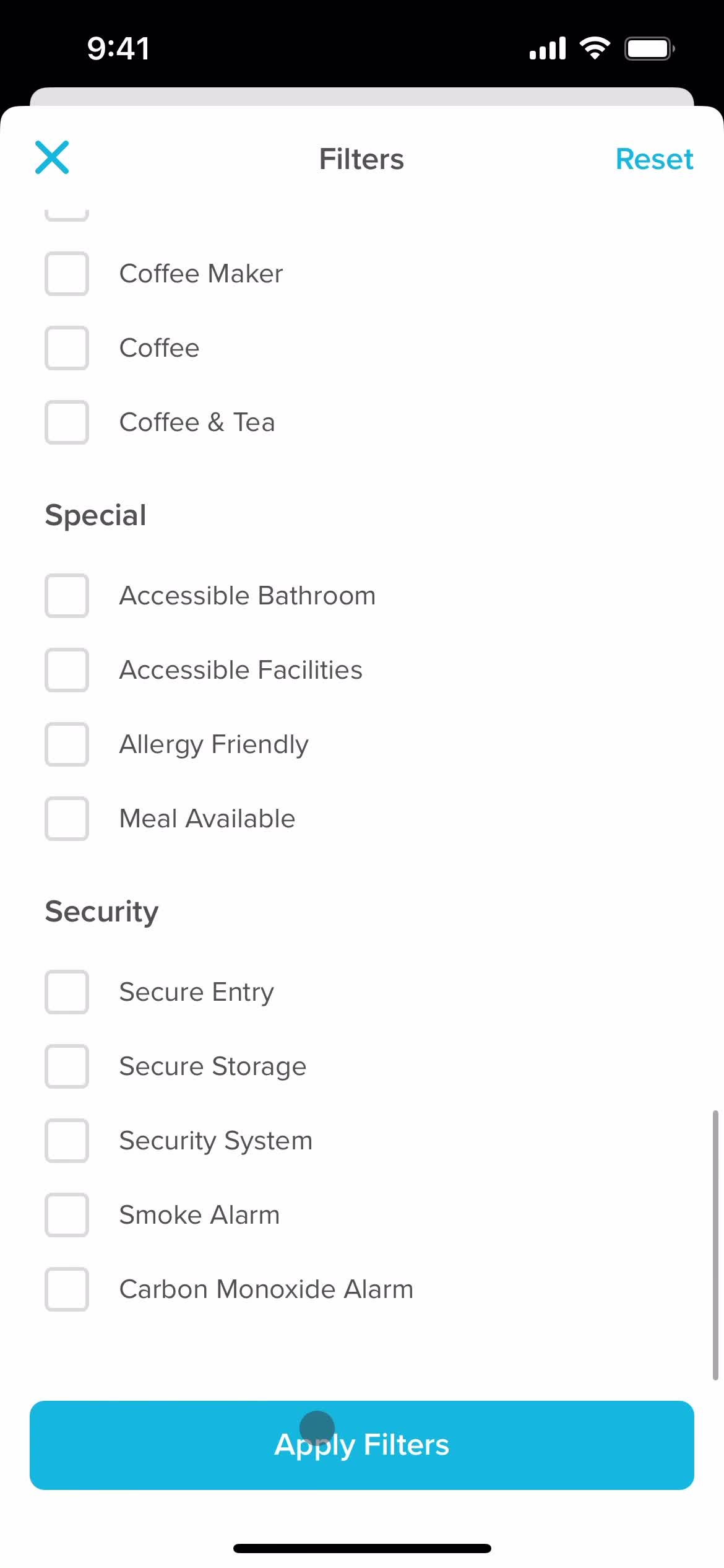 Filtering screenshot