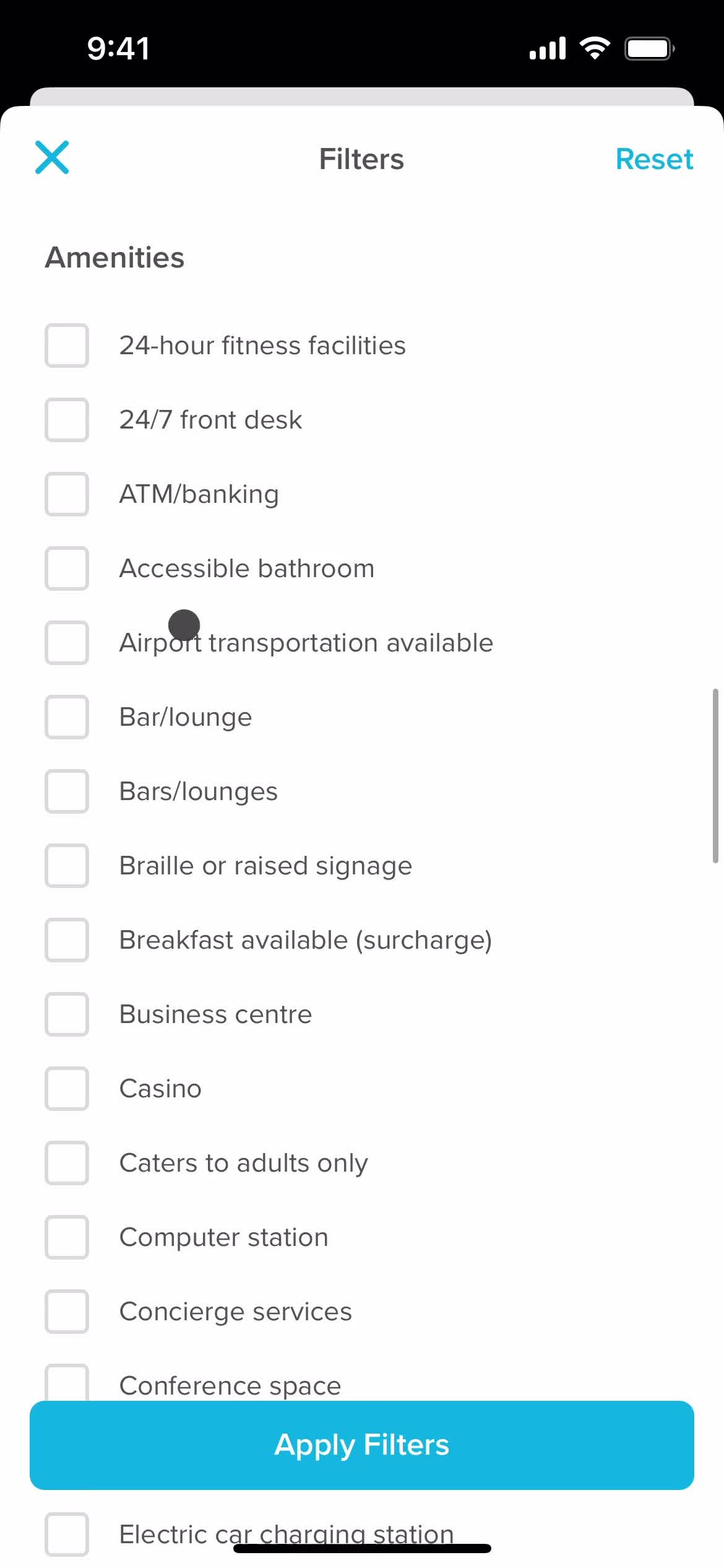 Filtering screenshot