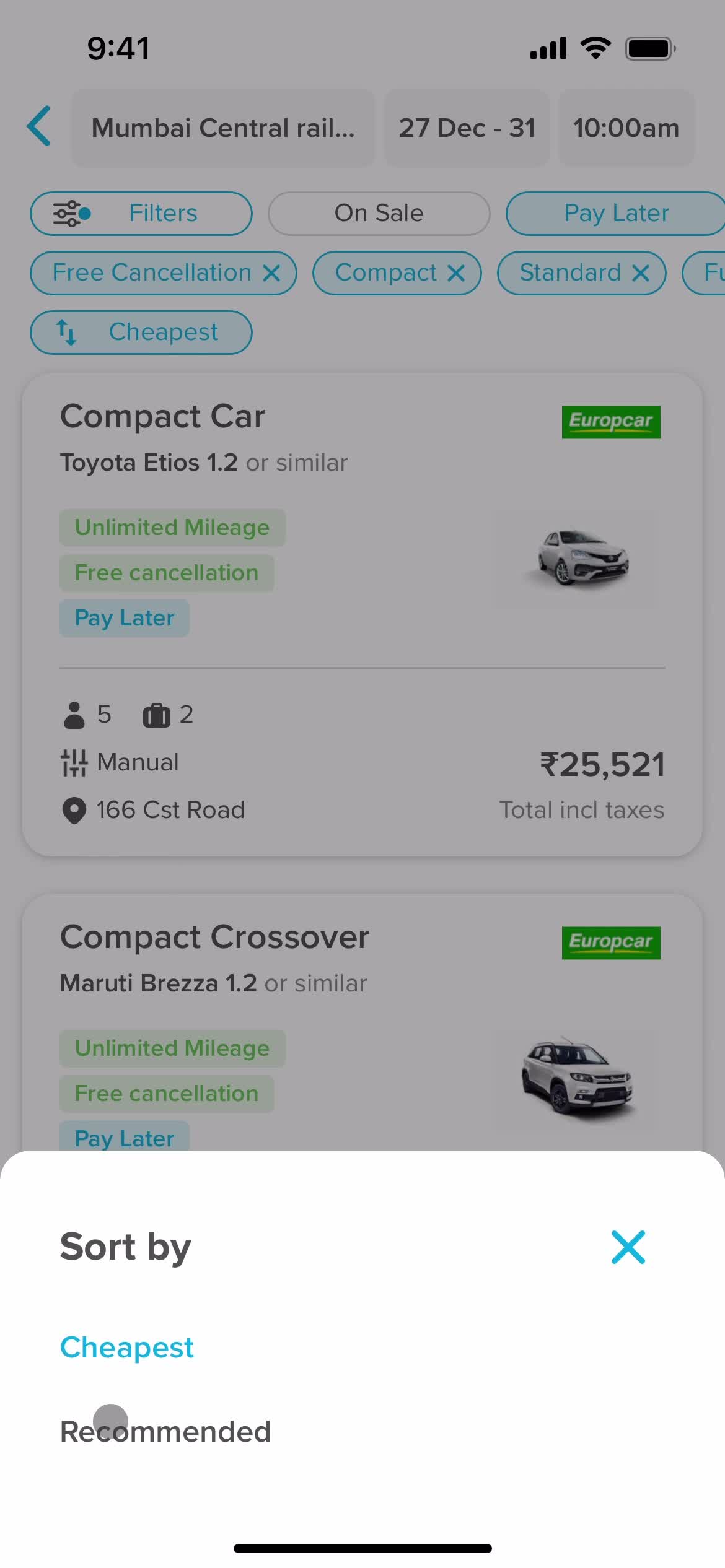 Filtering screenshot