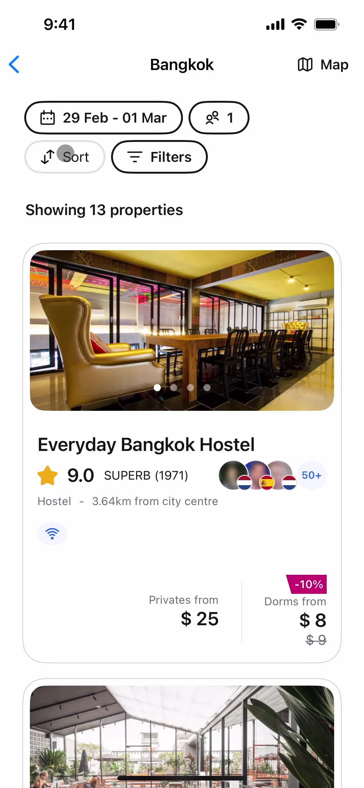 Filtering and sorting screenshot