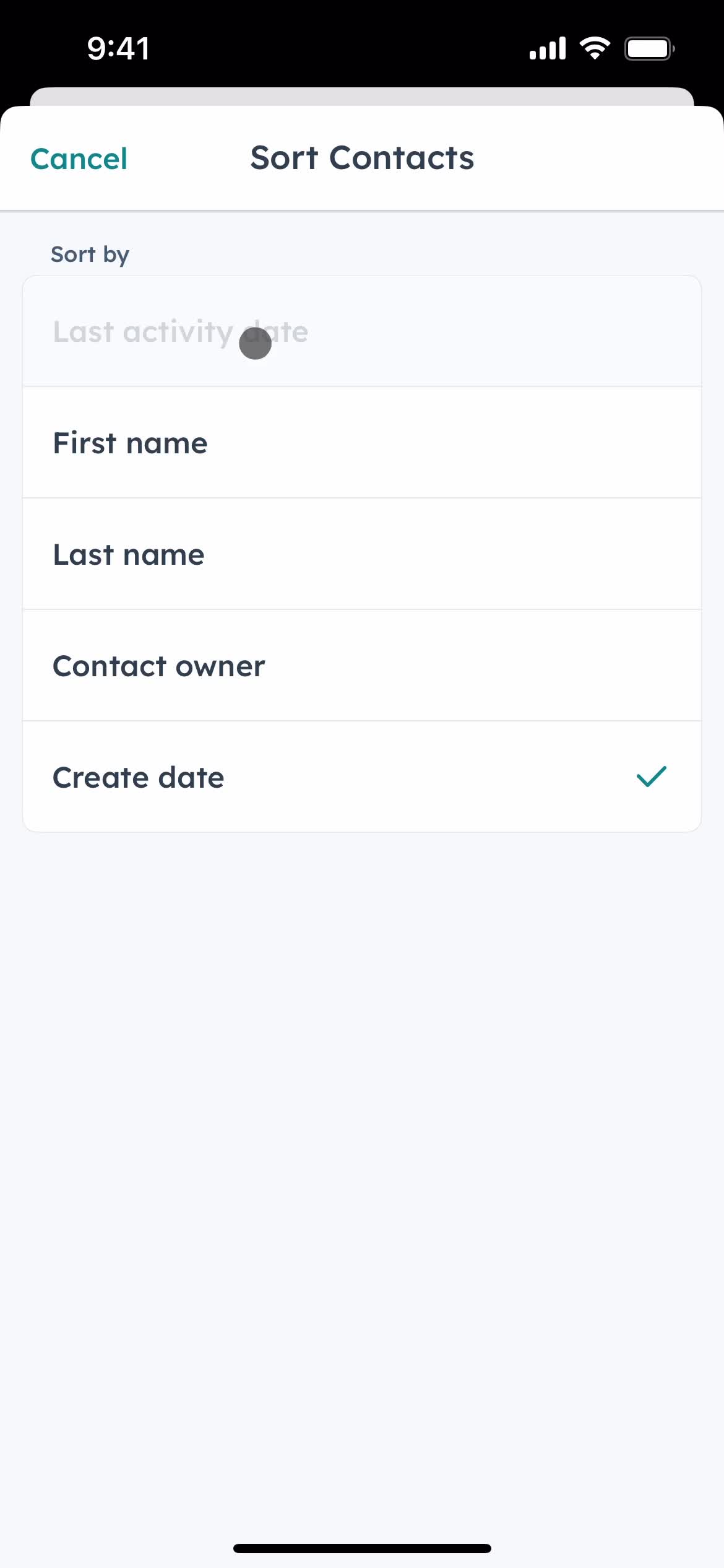 Filtering and sorting screenshot
