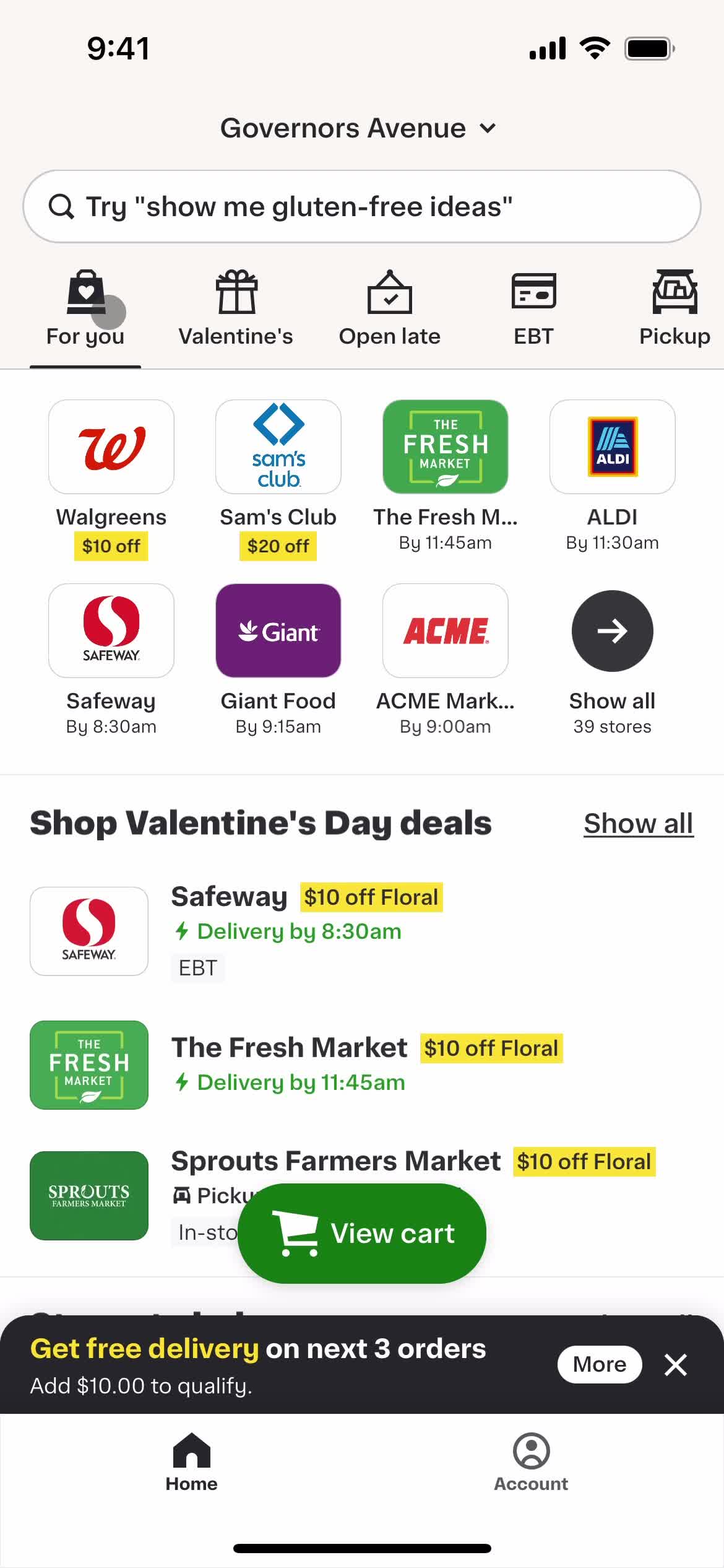 Filtering and sorting on Instacart video thumbnail