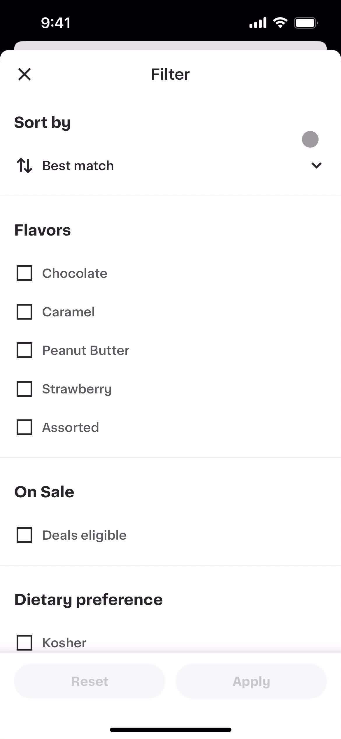 Filtering and sorting on Instacart video thumbnail