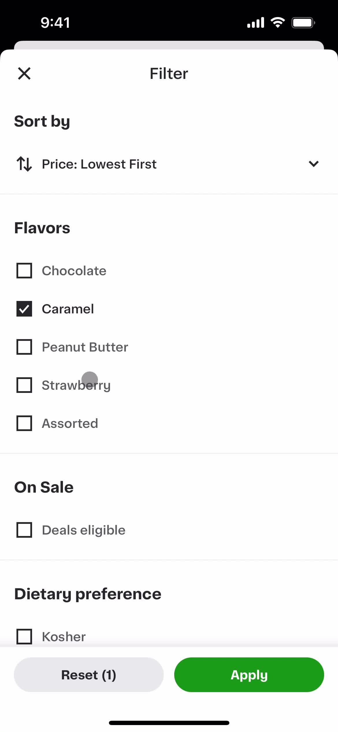 Filtering and sorting on Instacart video thumbnail