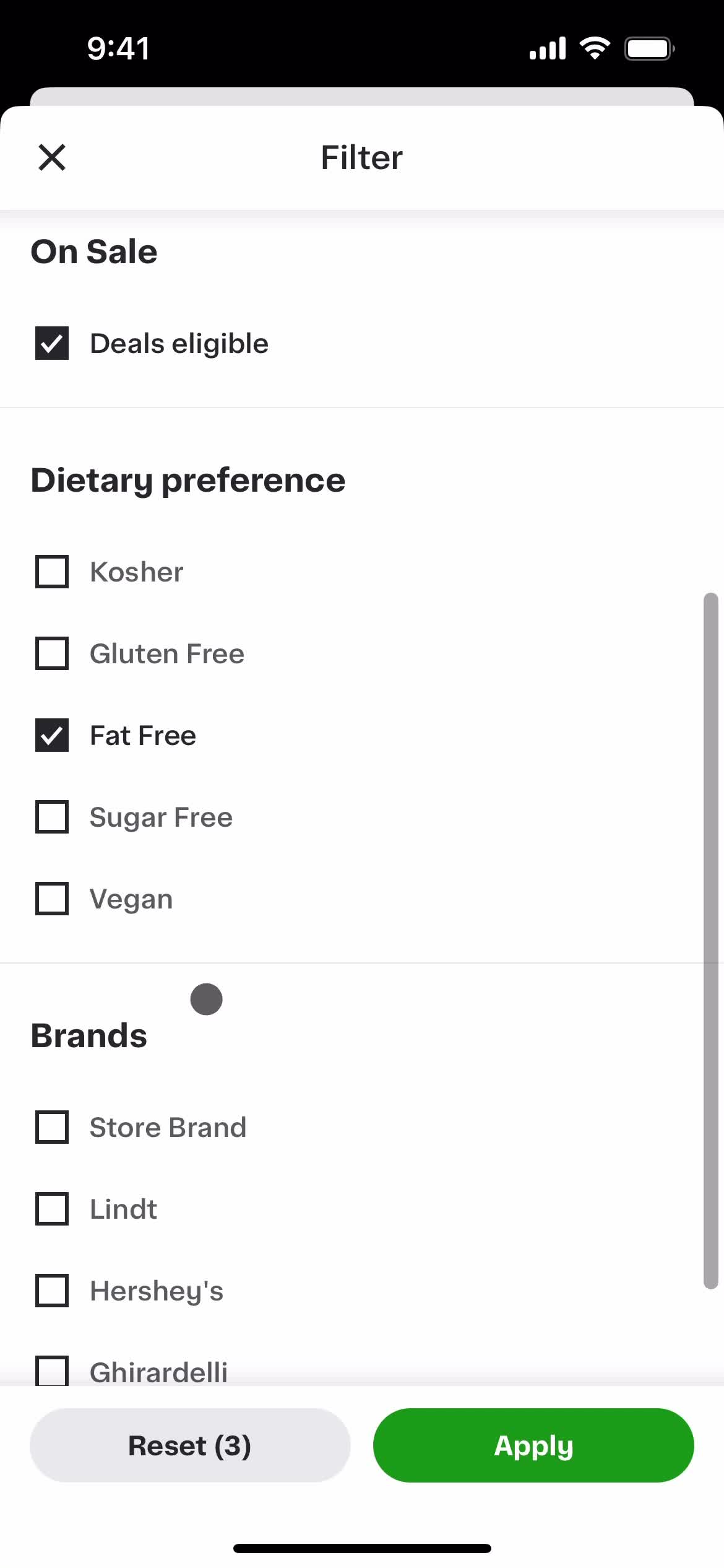 Filtering and sorting on Instacart video thumbnail