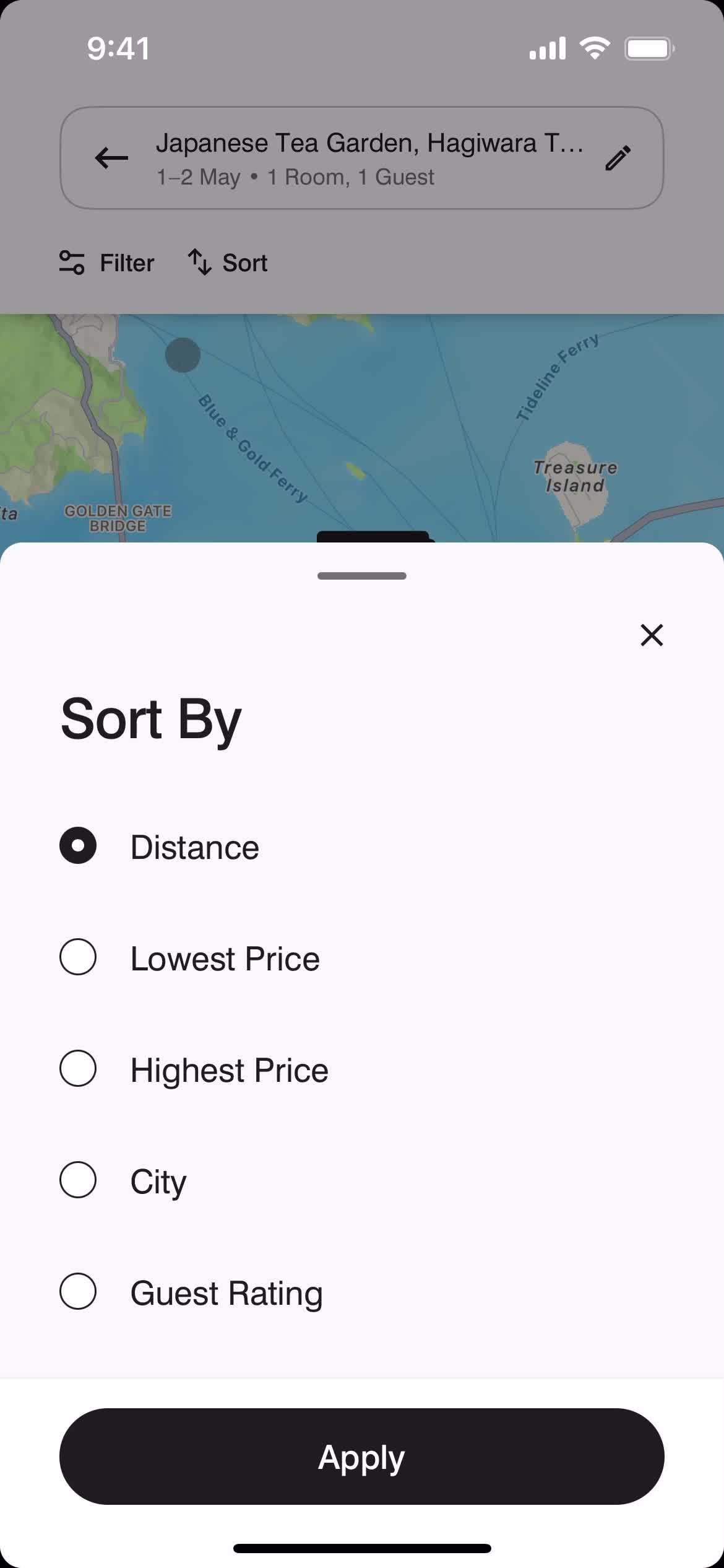 Filtering and sorting screenshot