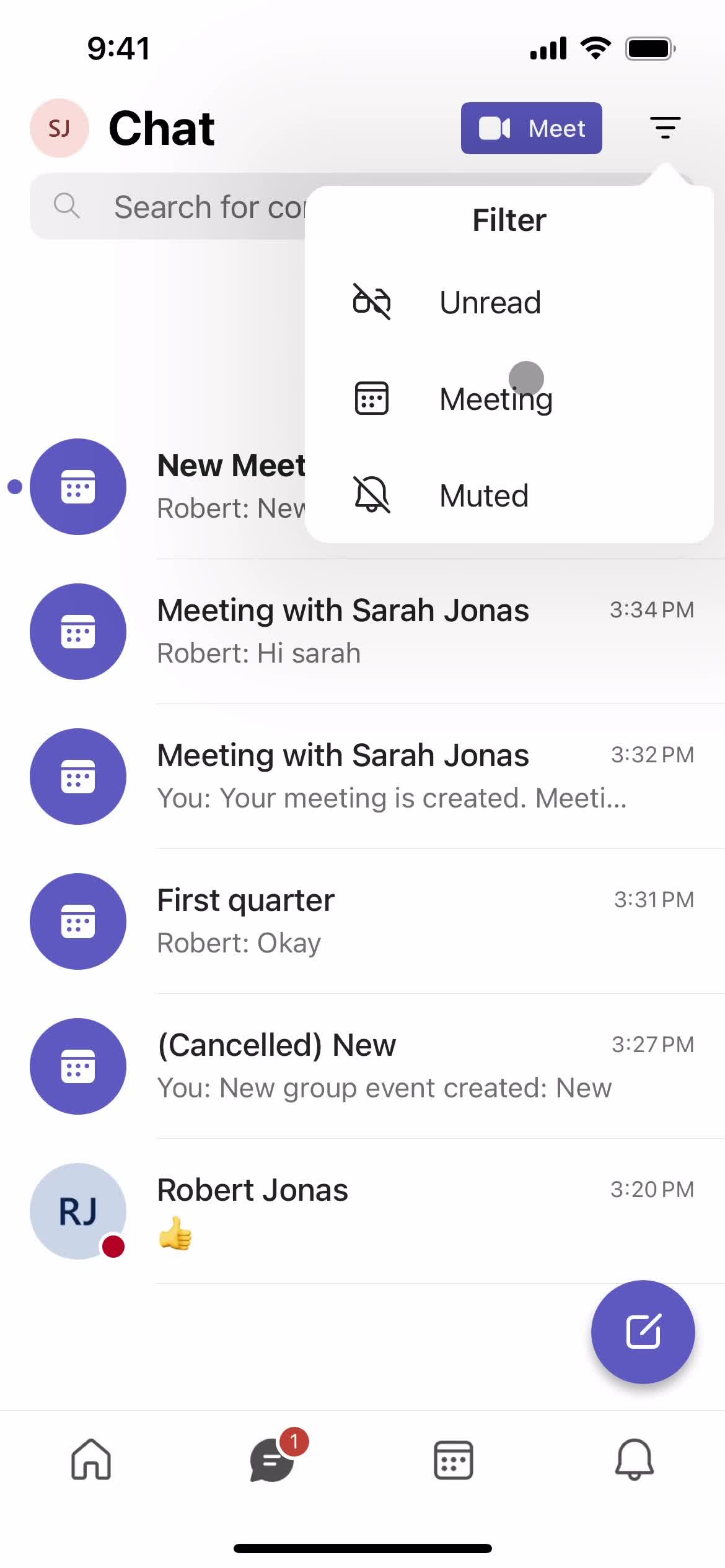 Filtering and sorting screenshot