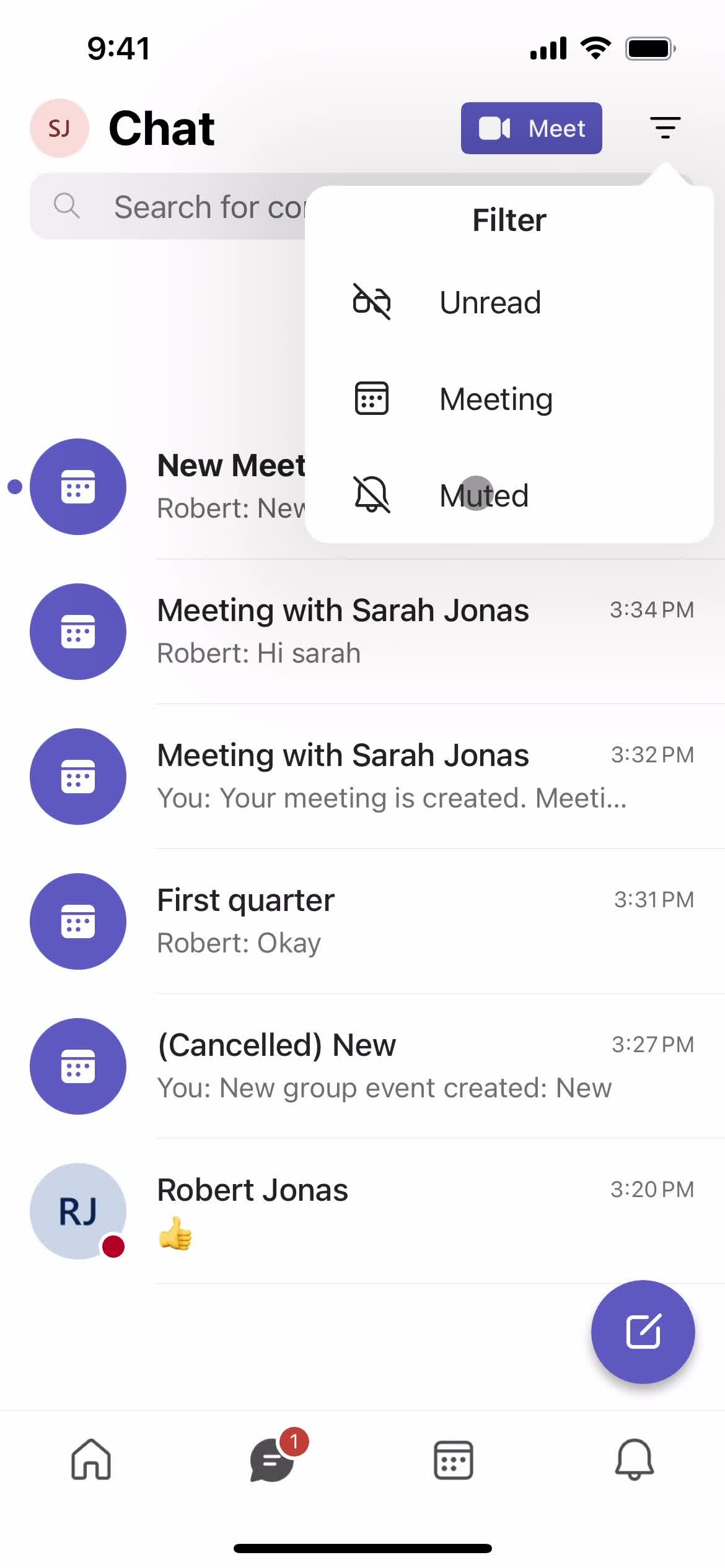 Filtering and sorting screenshot