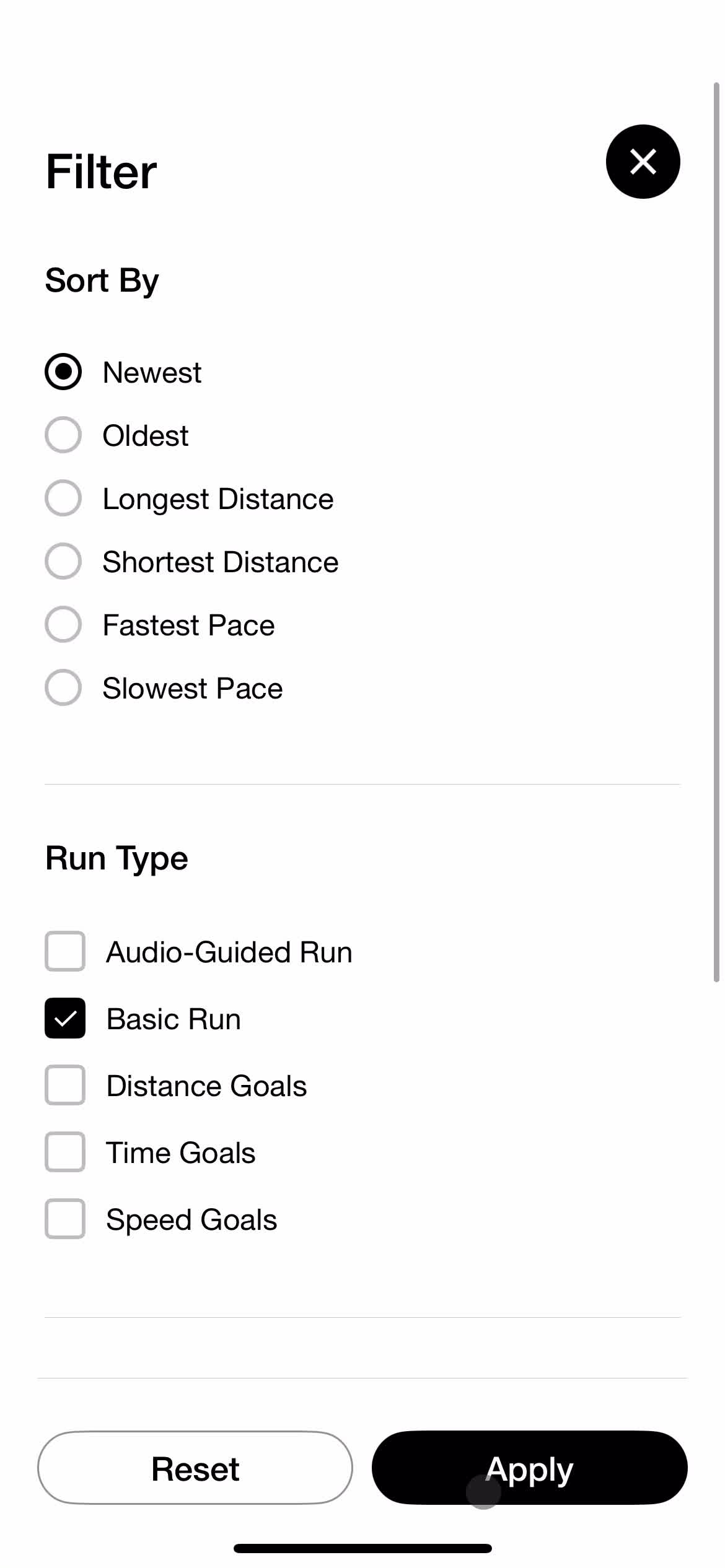 Filtering and sorting screenshot