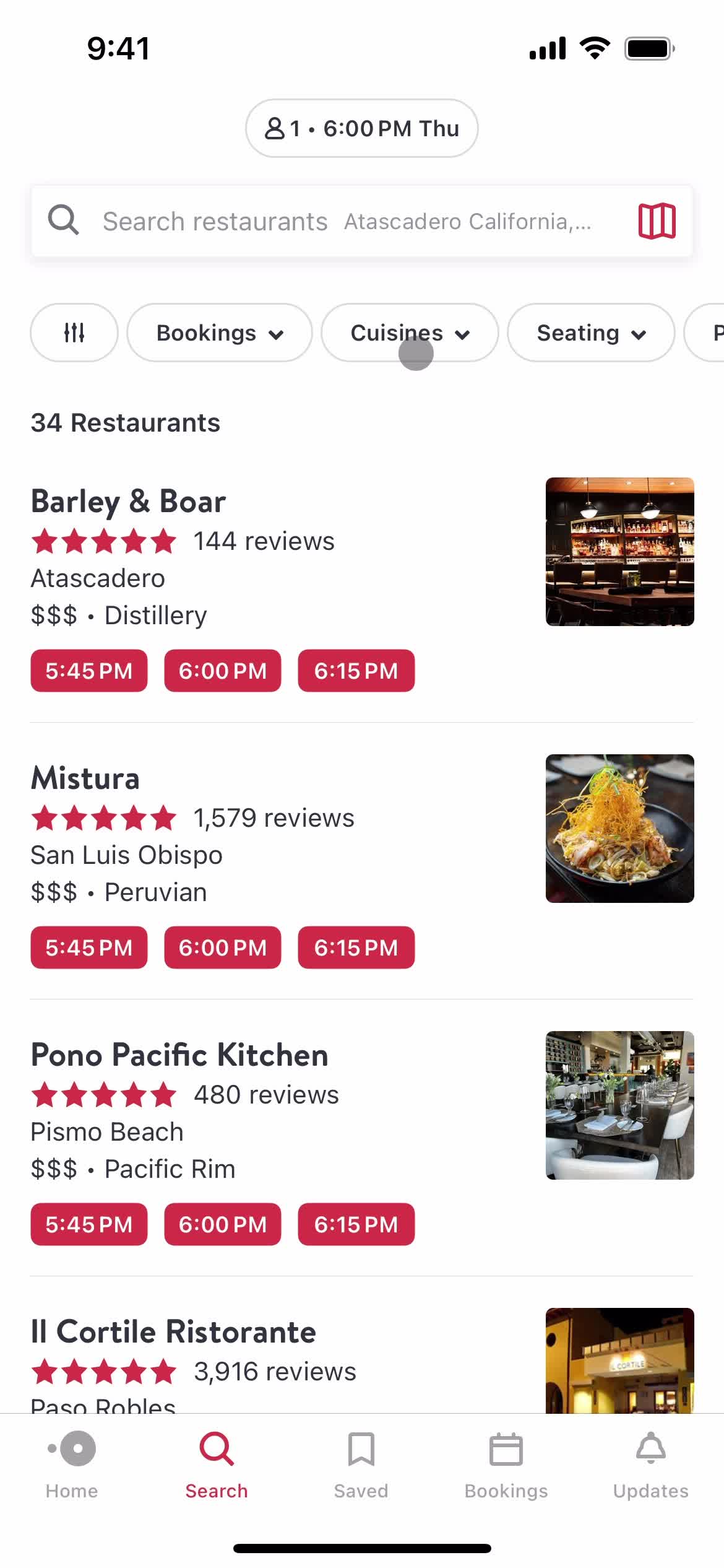 Filtering and sorting on OpenTable video thumbnail