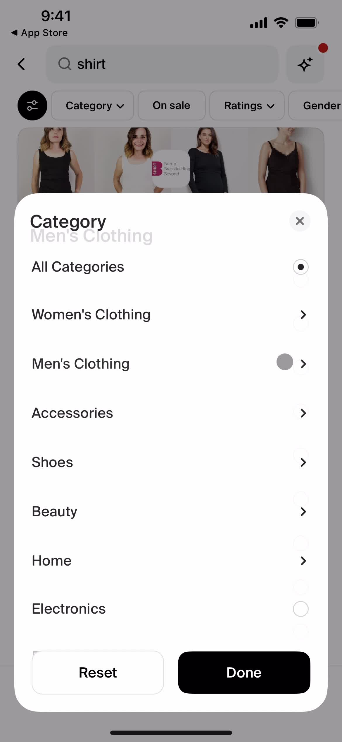 Filtering and sorting screenshot