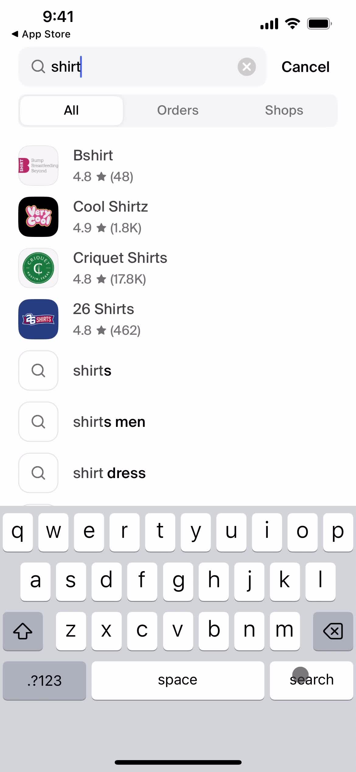 Filtering and sorting screenshot