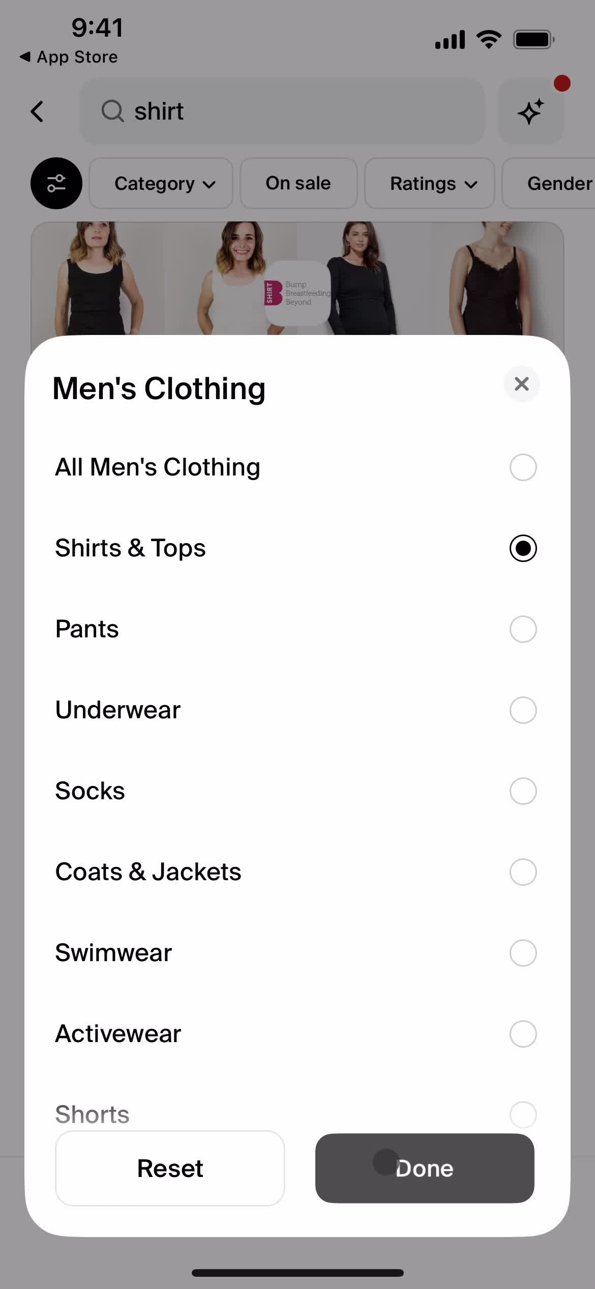 Filtering and sorting screenshot
