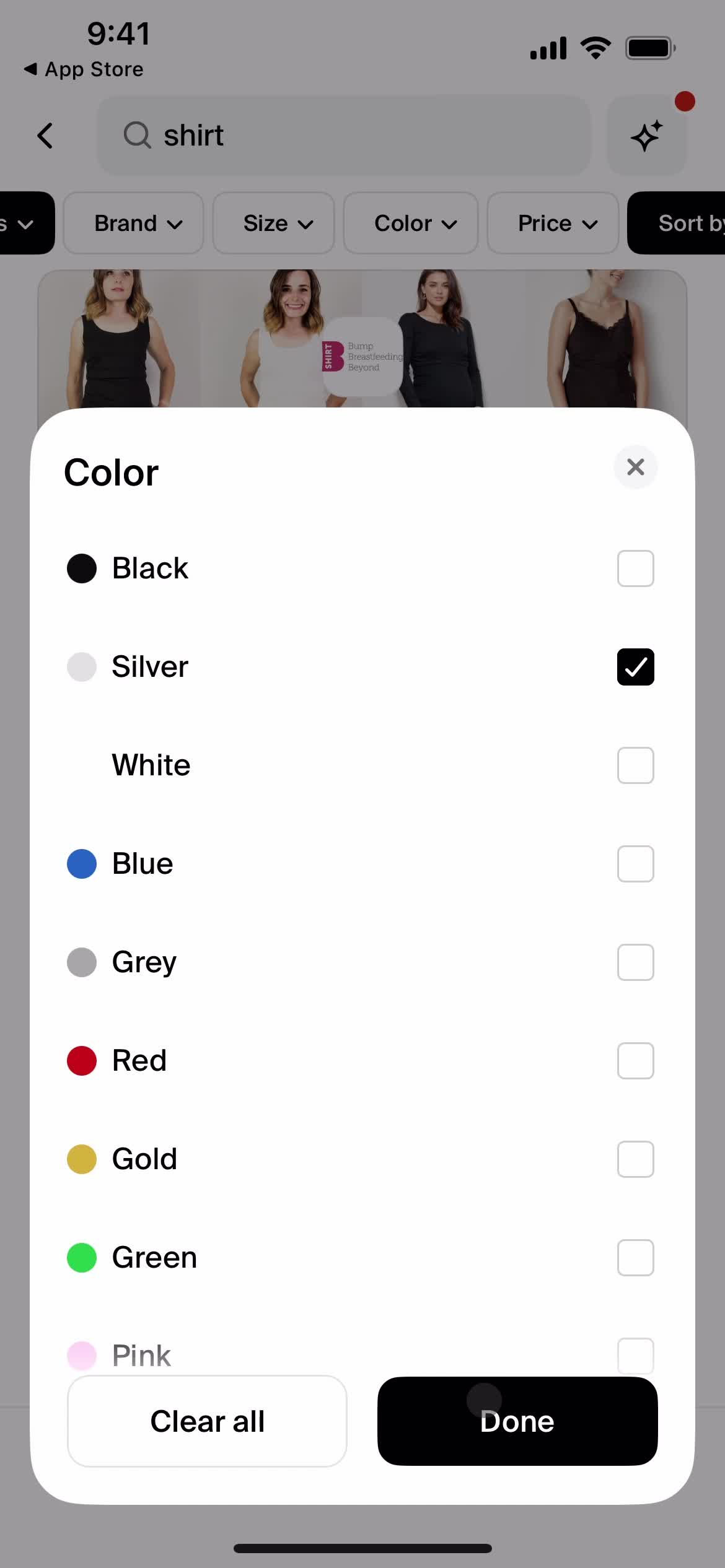 Filtering and sorting screenshot