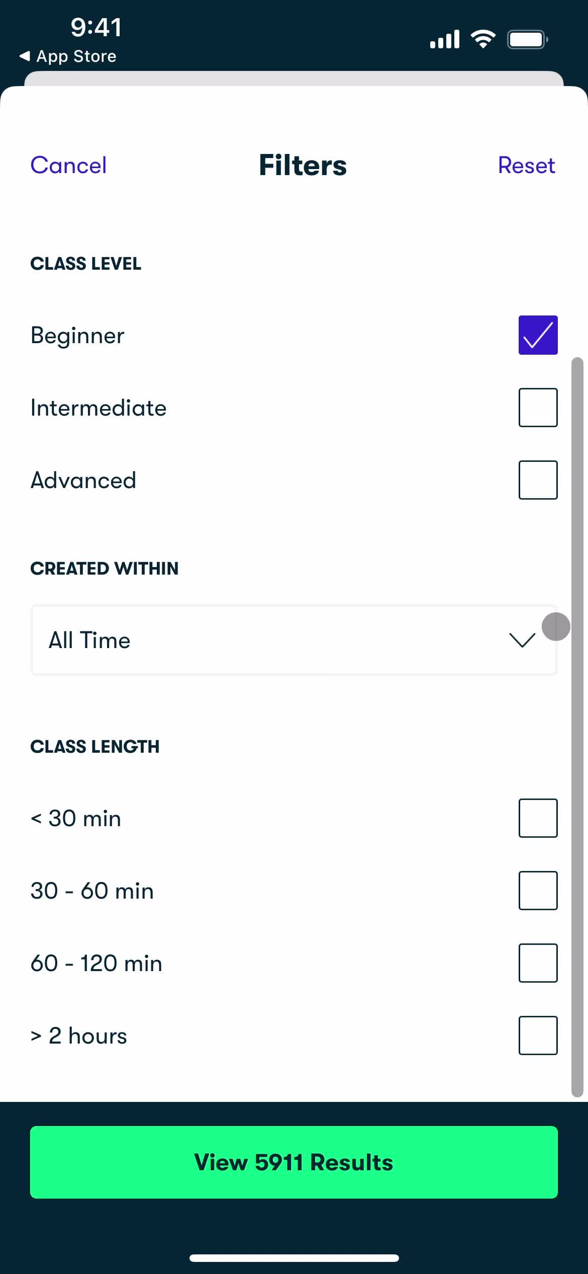 Filtering screenshot