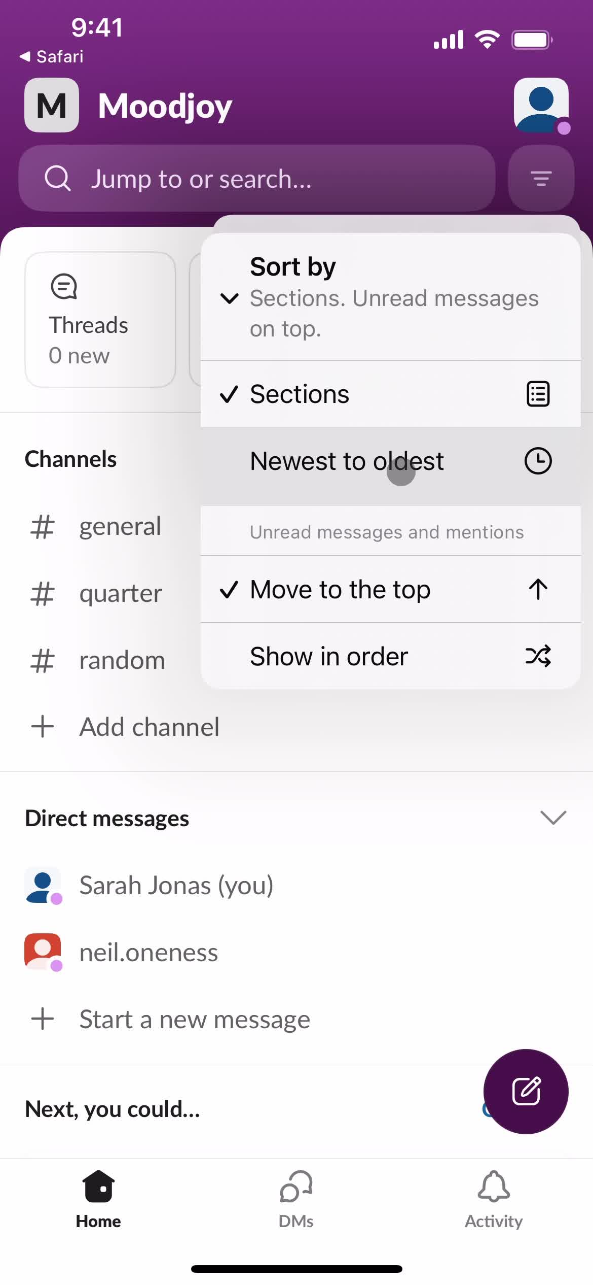 Filtering and sorting on Slack video thumbnail