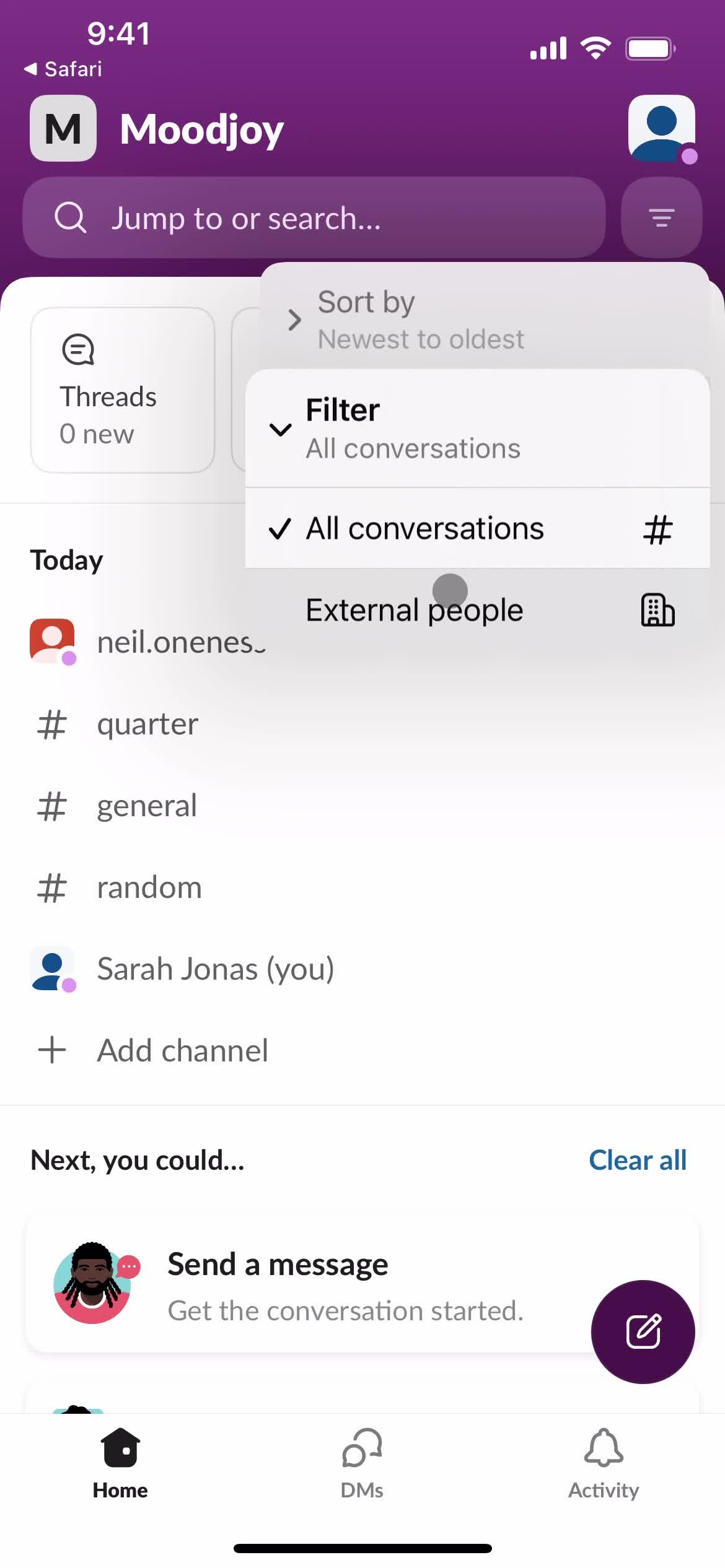 Filtering and sorting on Slack video thumbnail