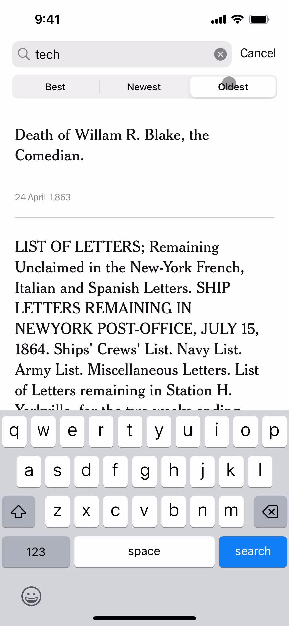 Filtering and sorting screenshot