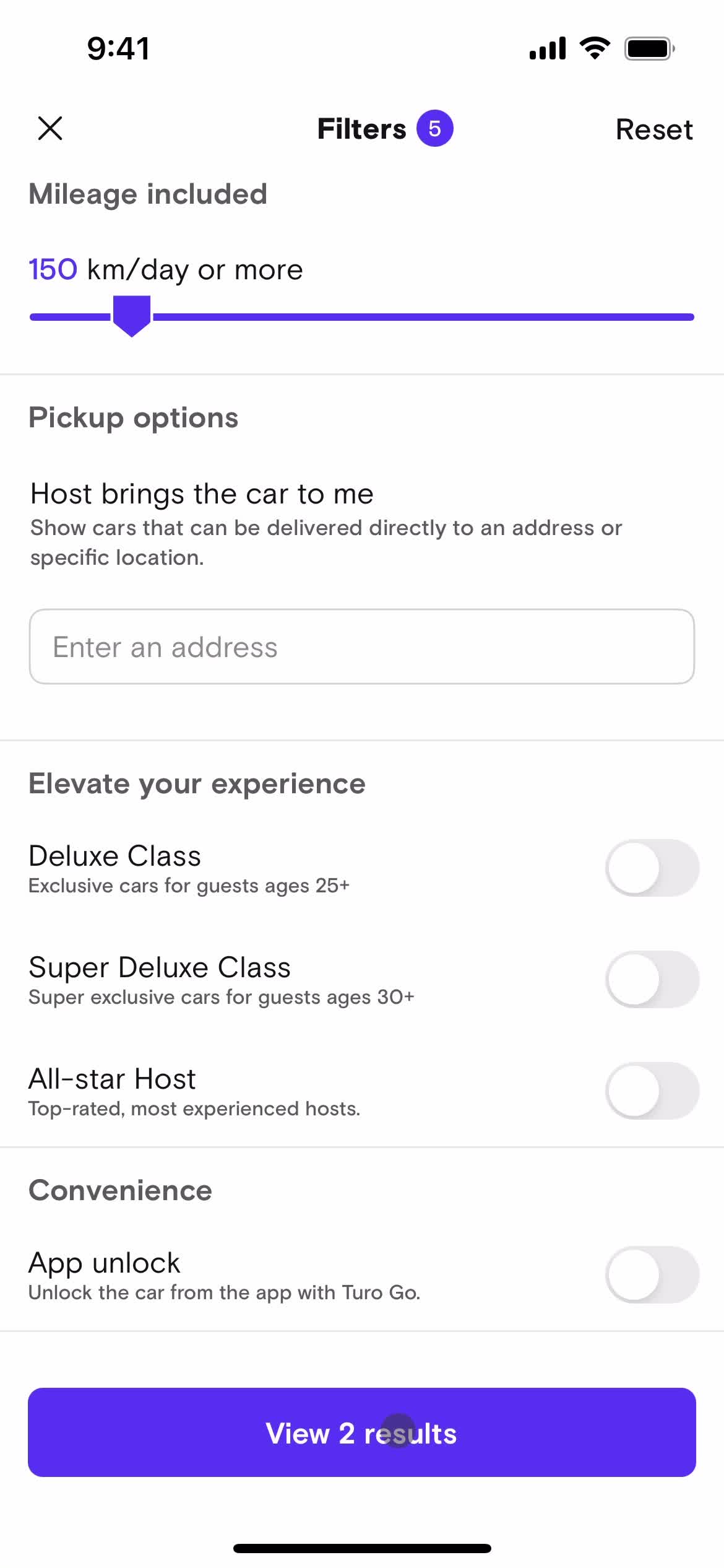 Filtering and sorting screenshot
