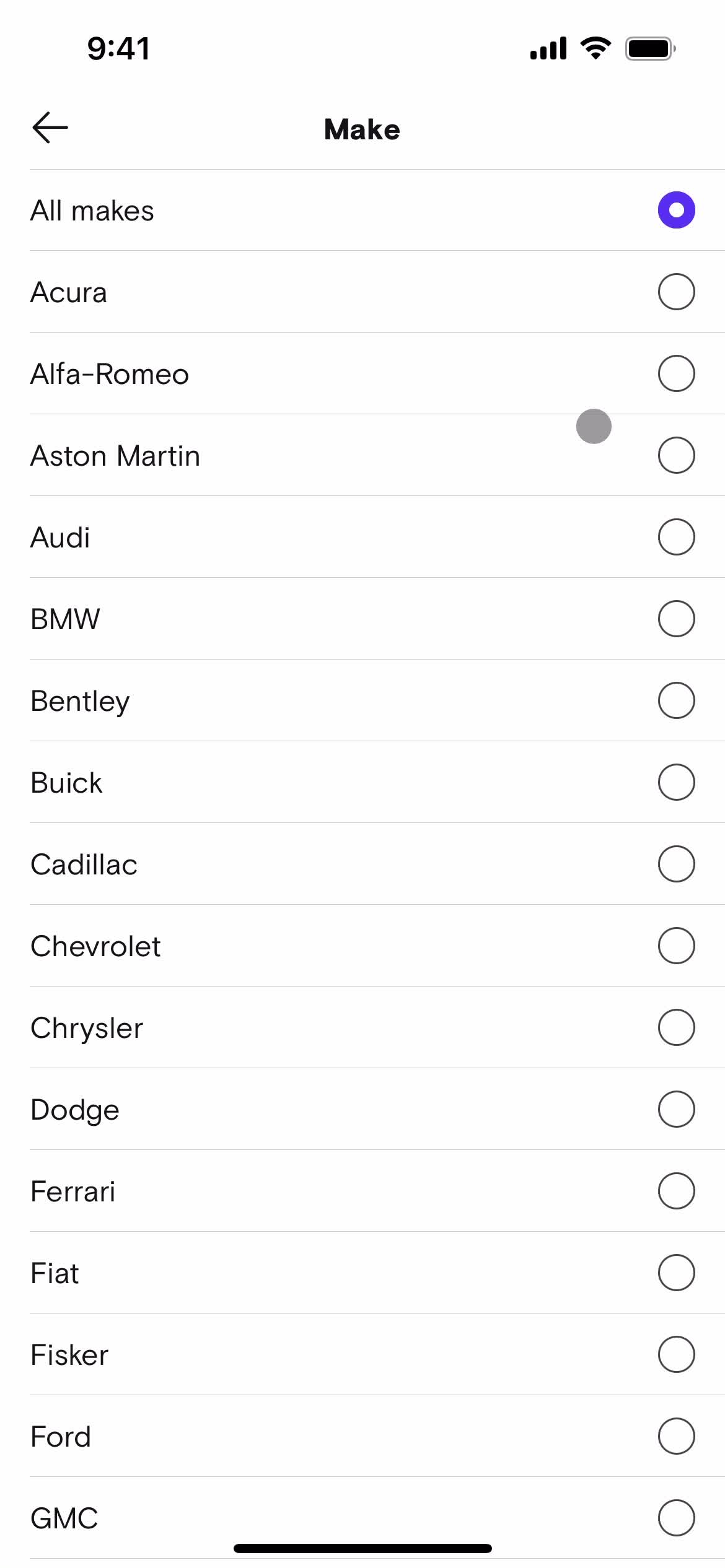 Filtering and sorting screenshot