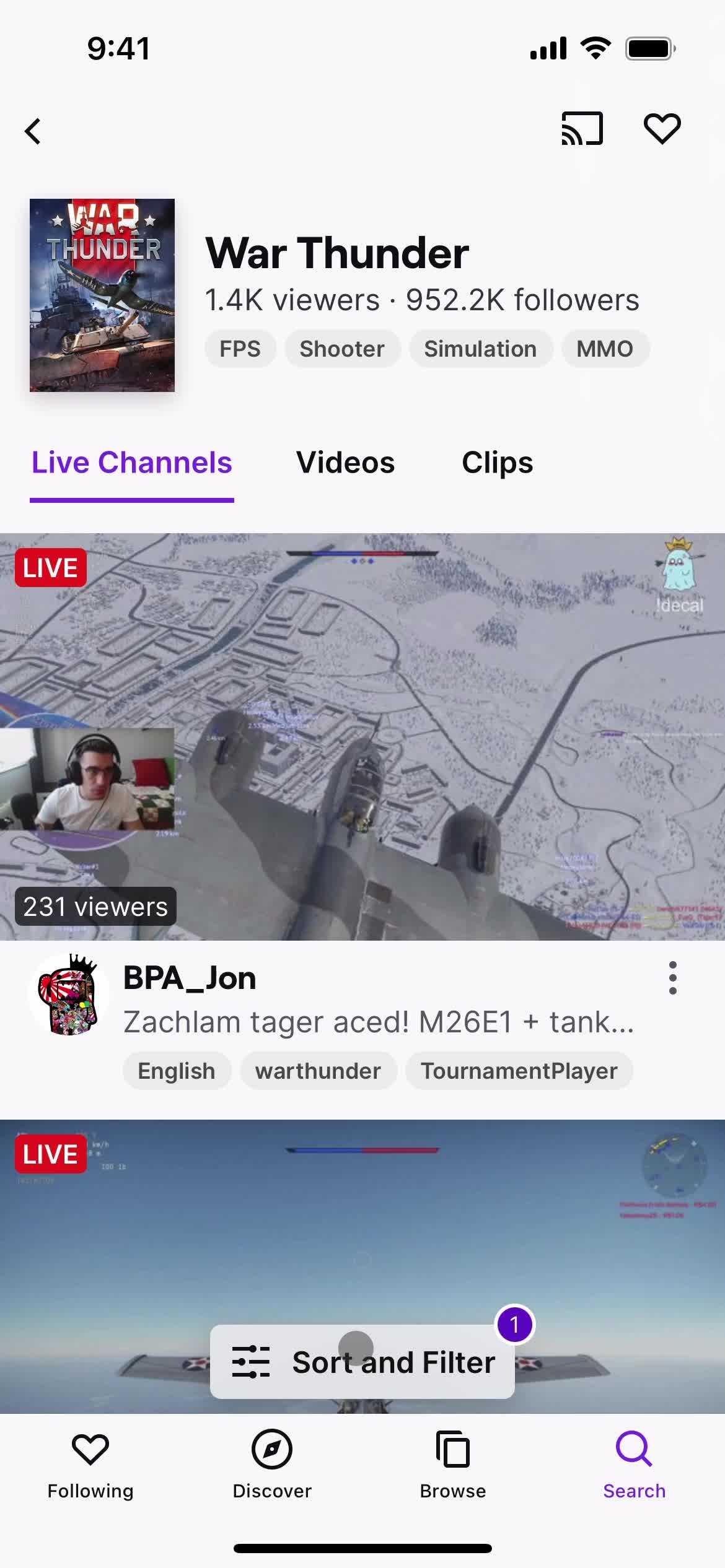 Filtering screenshot