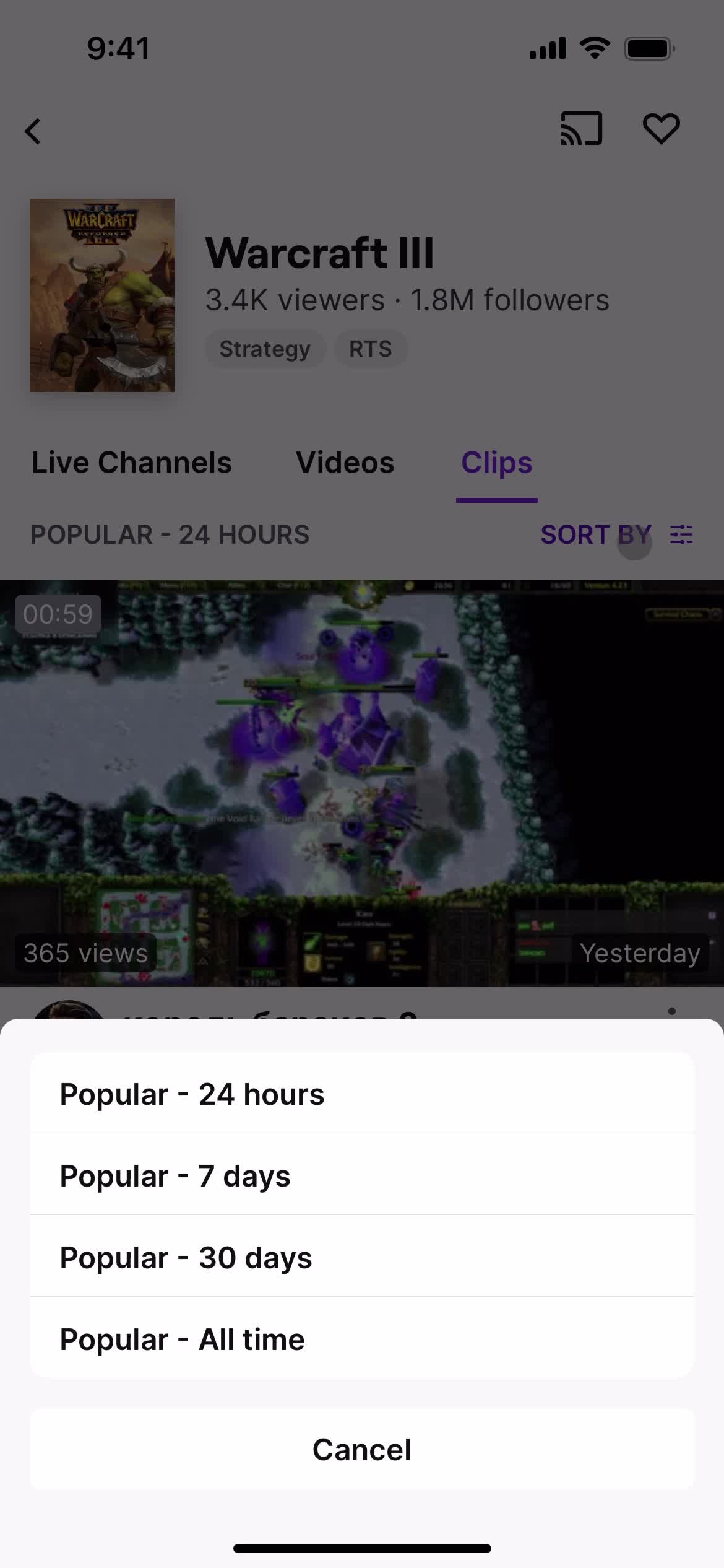 Filtering screenshot