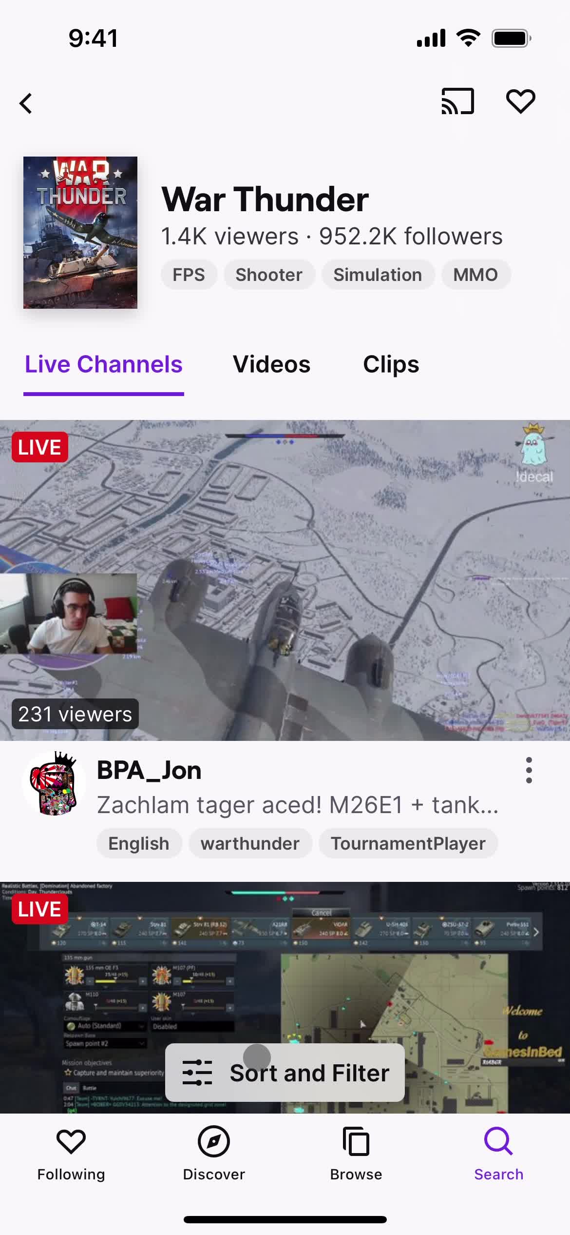 Filtering screenshot