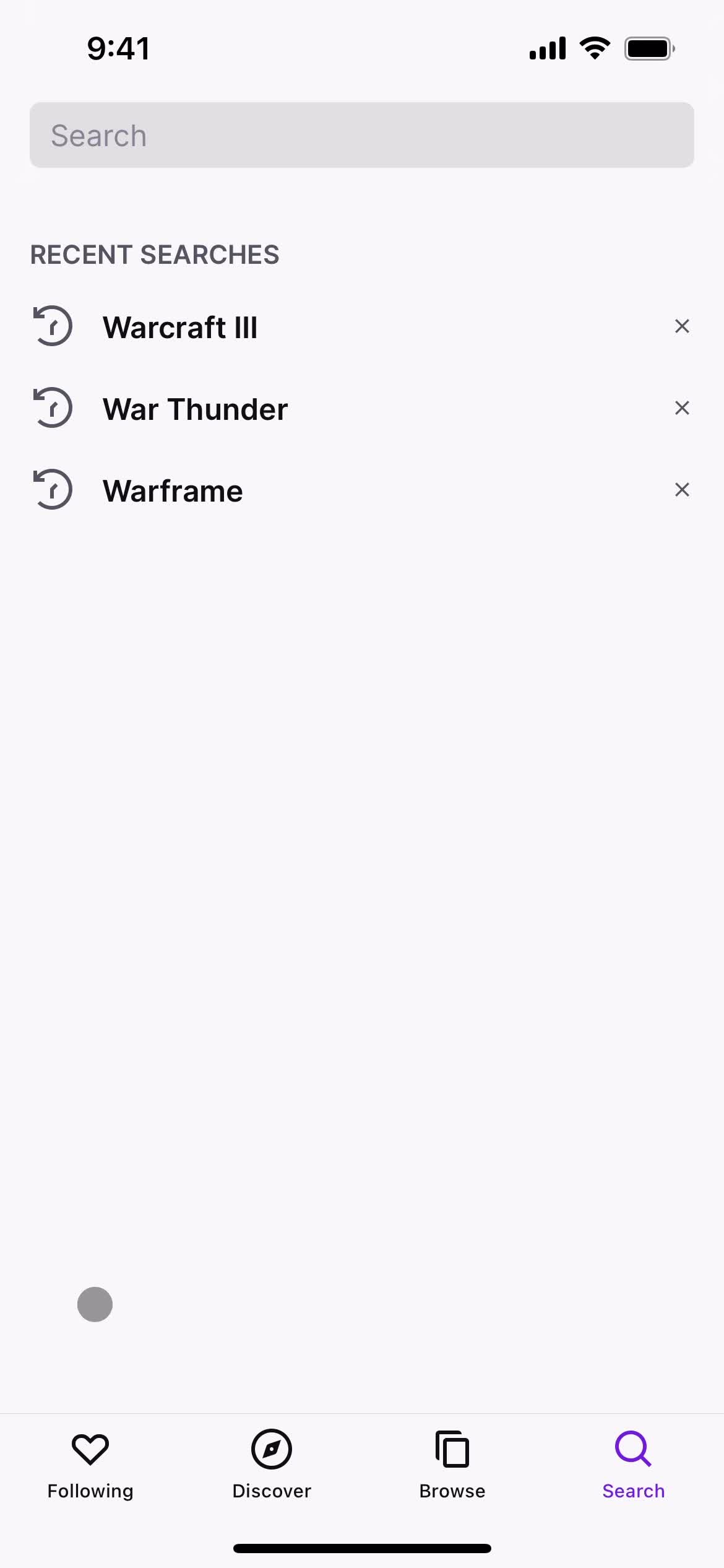 Filtering screenshot