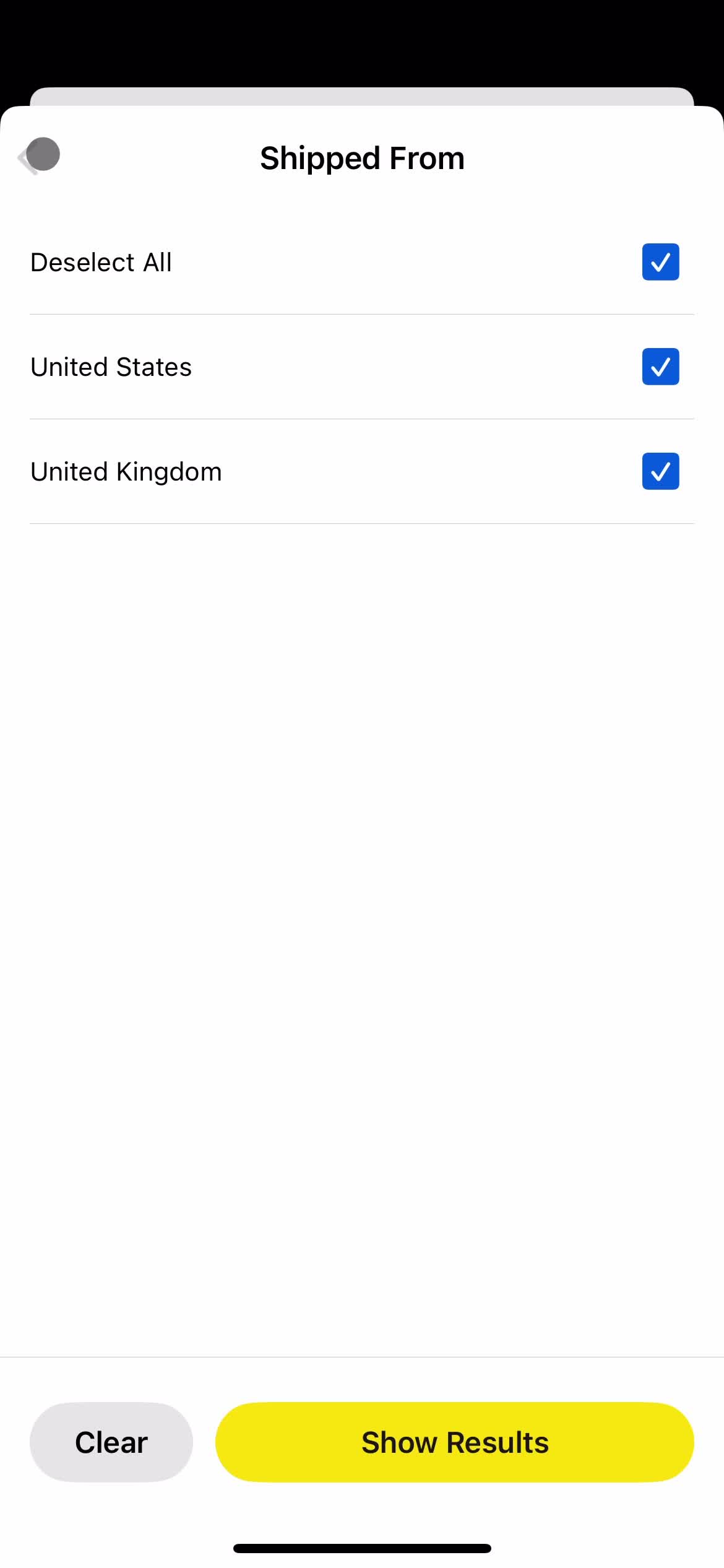 Filtering and sorting screenshot