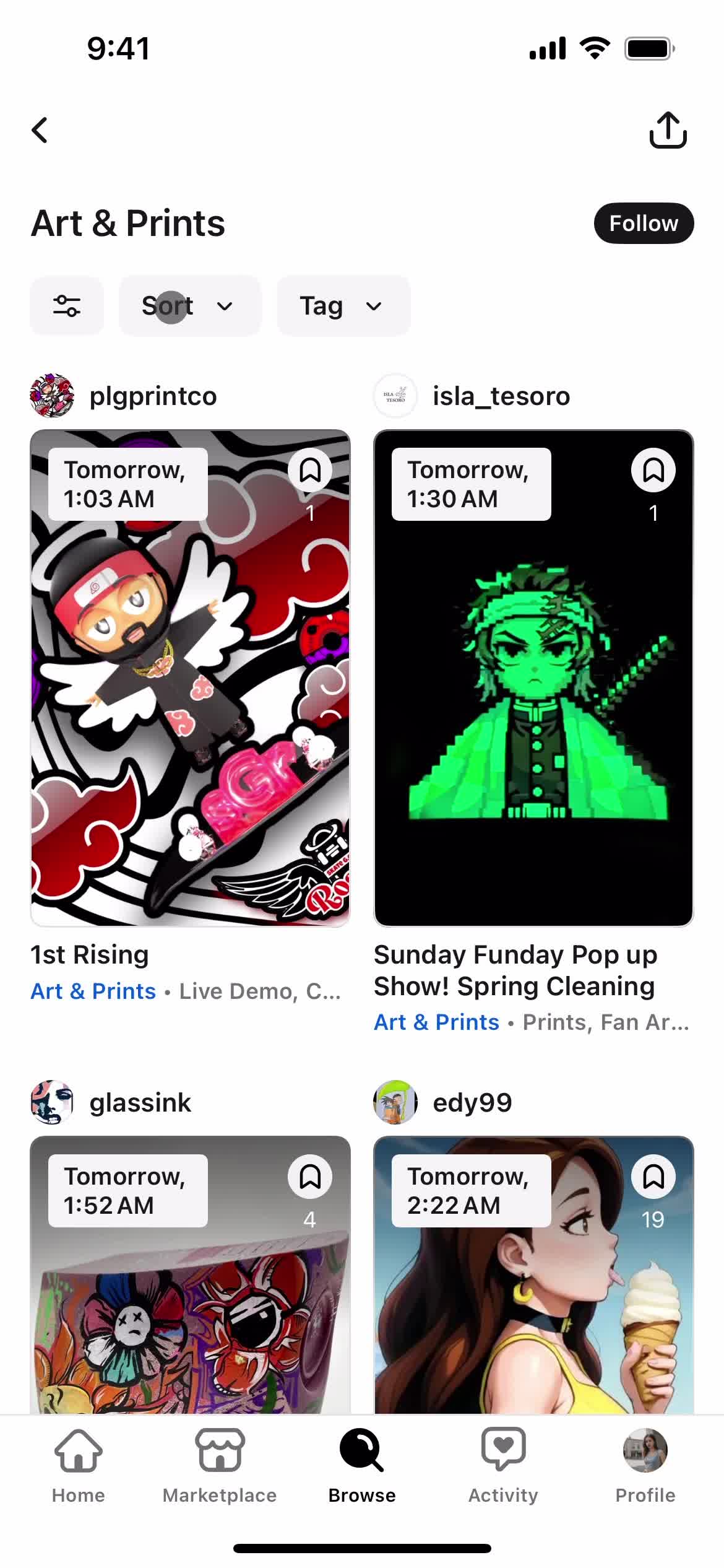Filtering and sorting screenshot