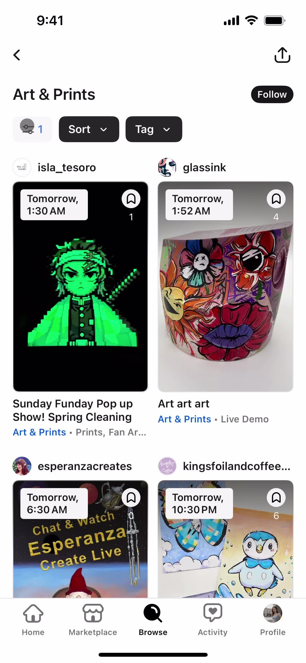 Filtering and sorting screenshot
