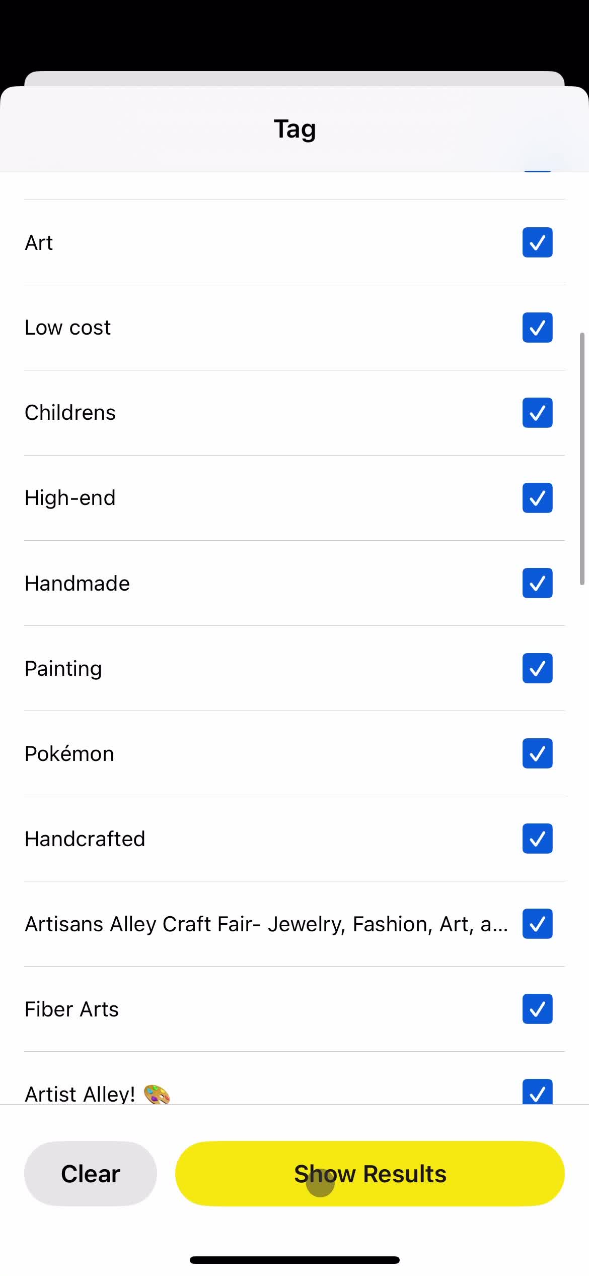 Filtering and sorting screenshot