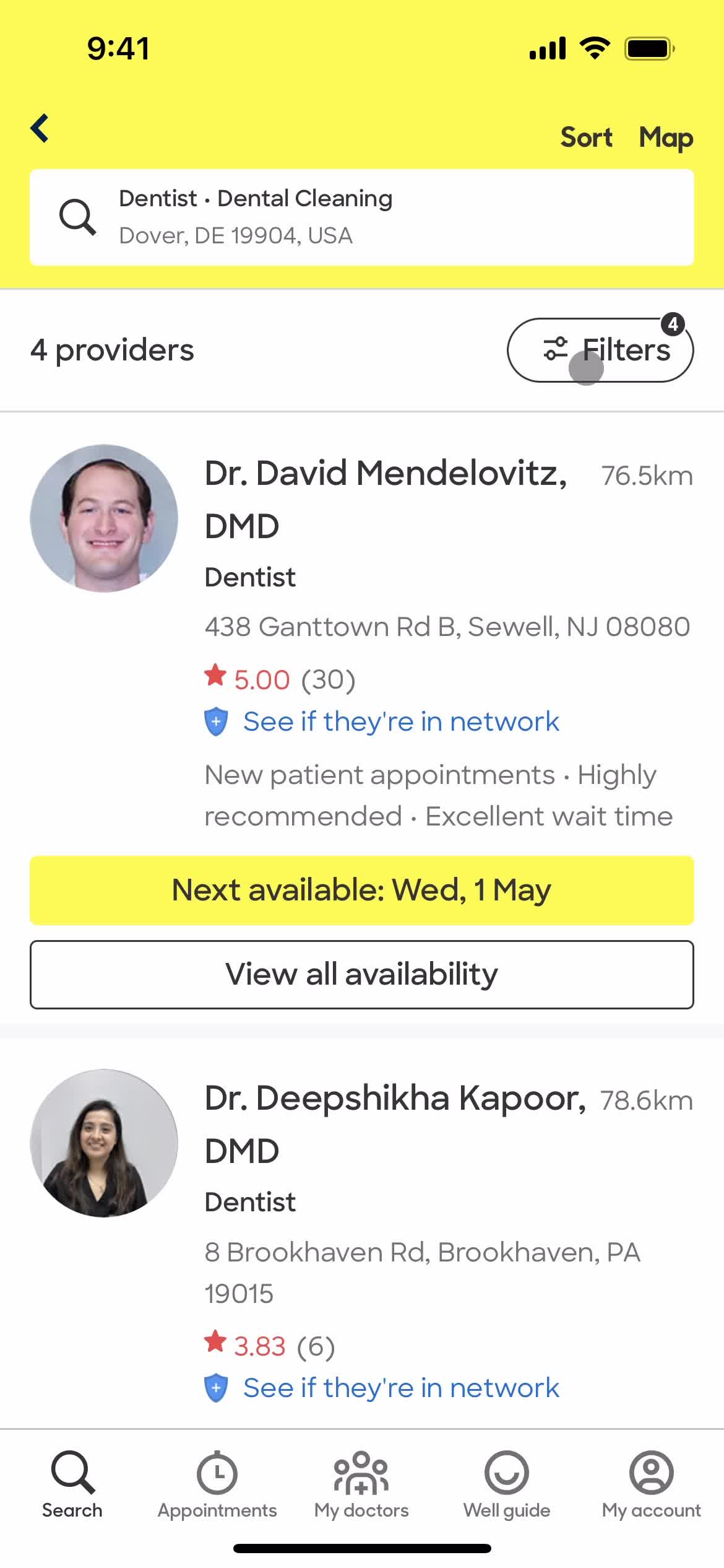 Filtering and sorting on Zocdoc video thumbnail