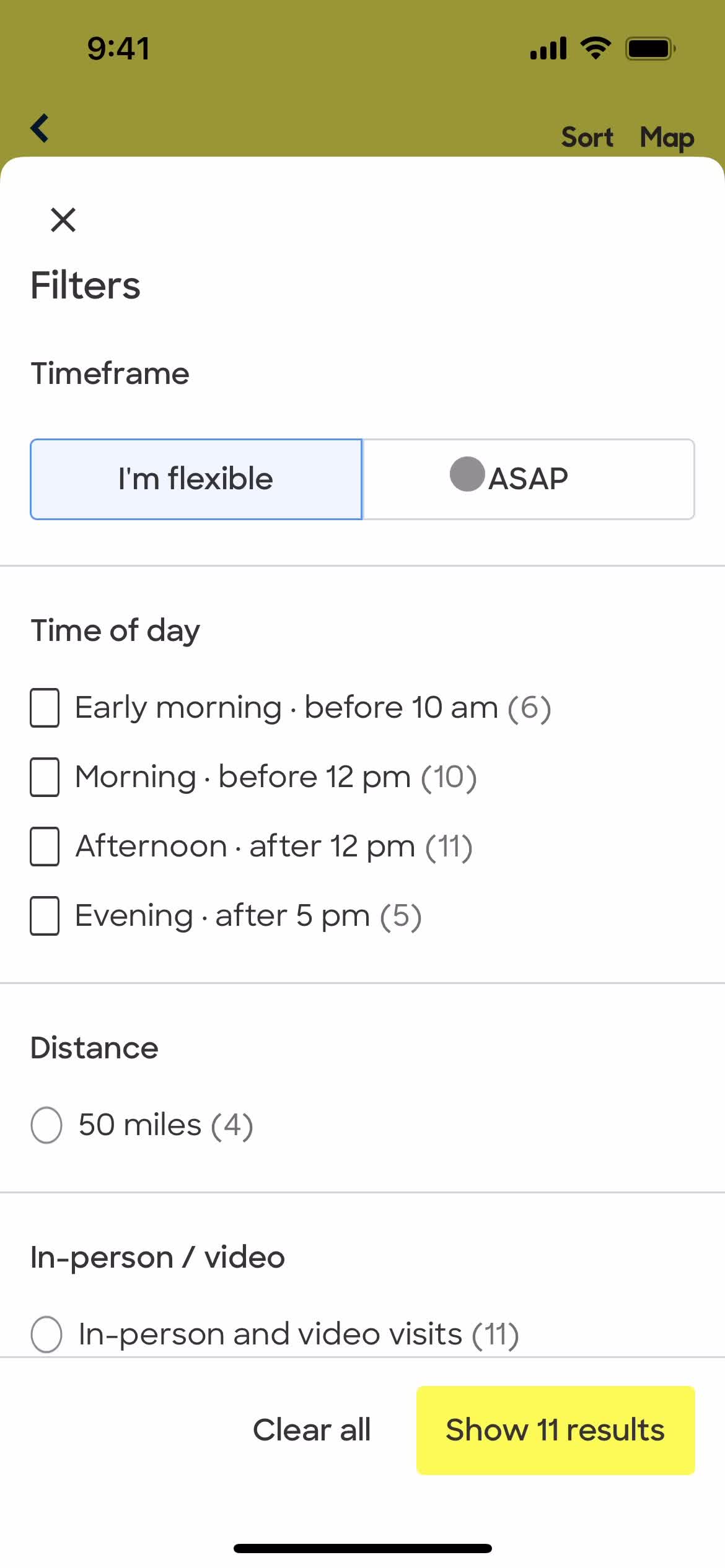 Filtering and sorting on Zocdoc video thumbnail