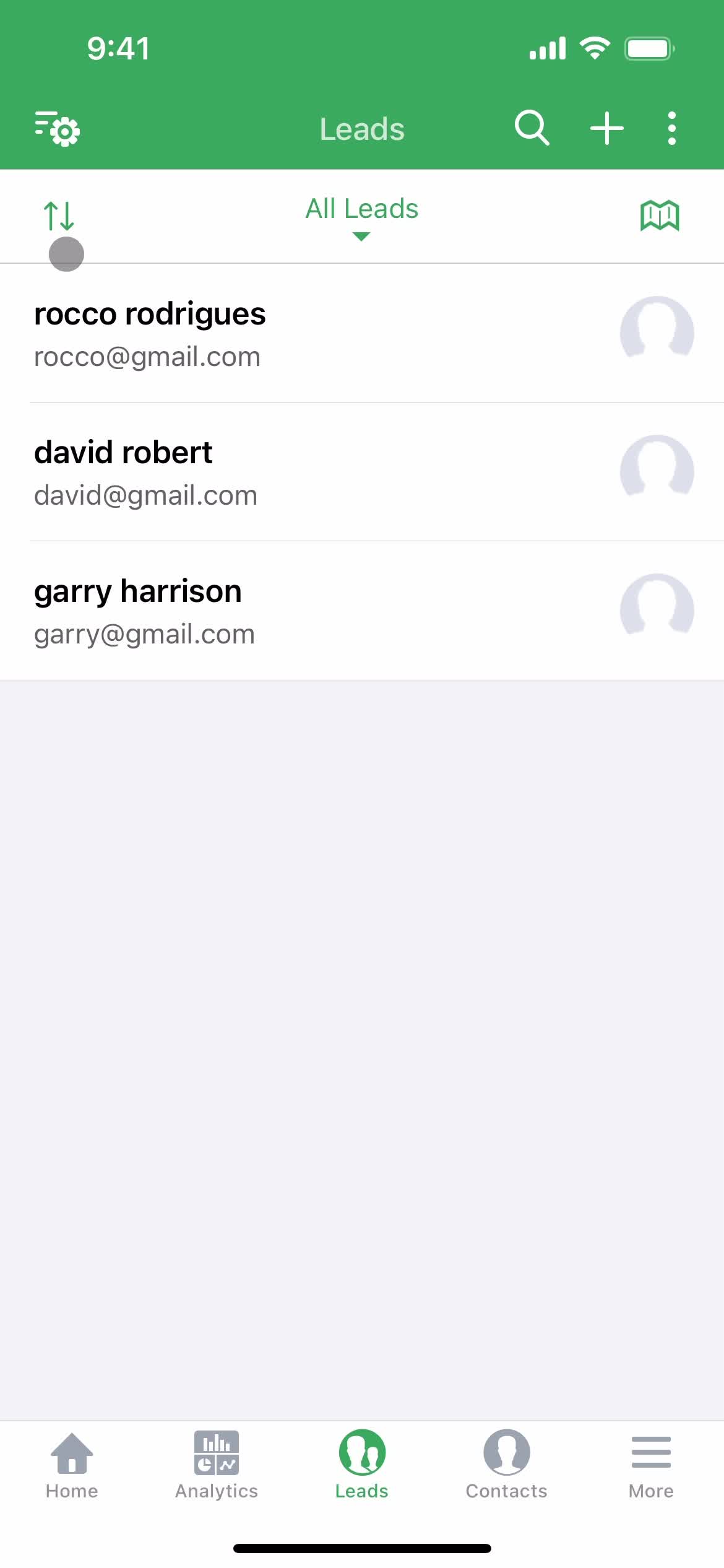 Filtering and sorting screenshot