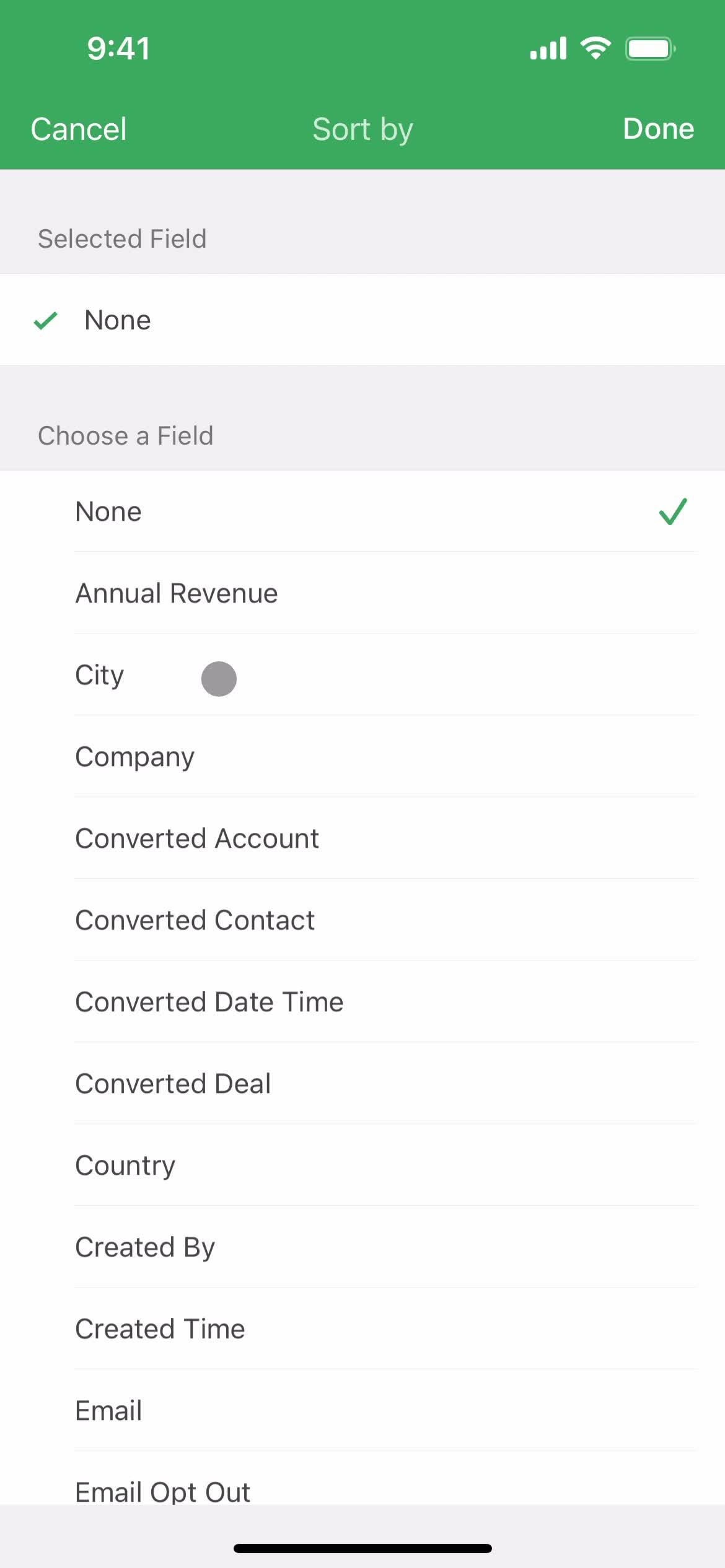 Filtering and sorting screenshot