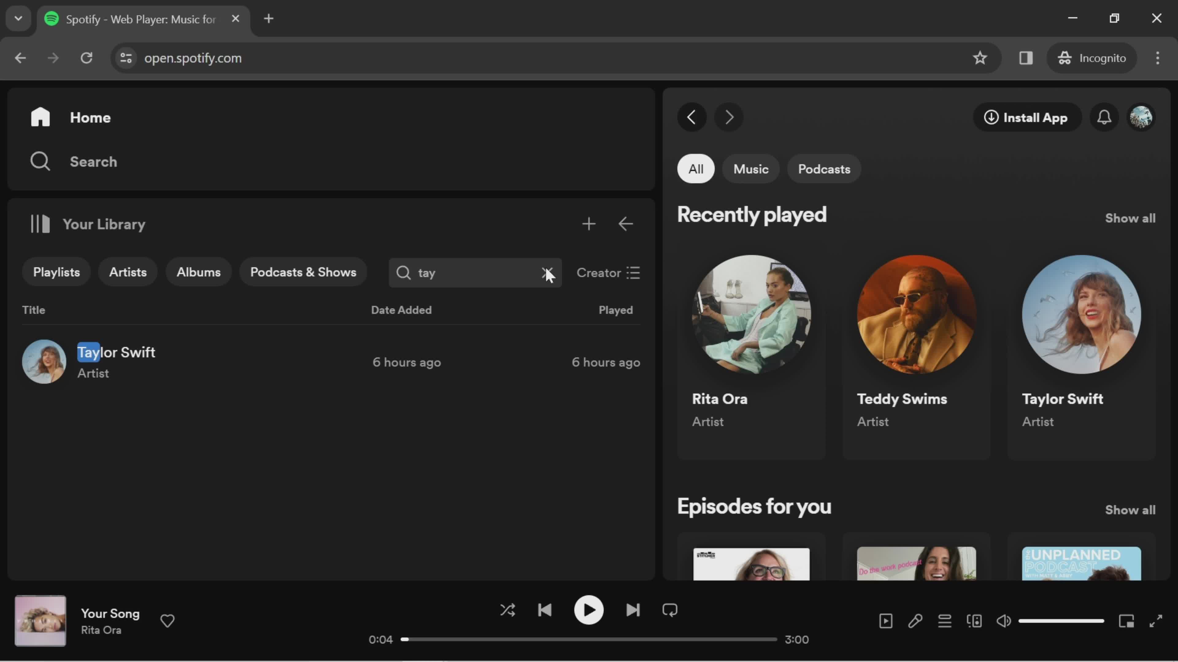 Filtering and sorting screenshot