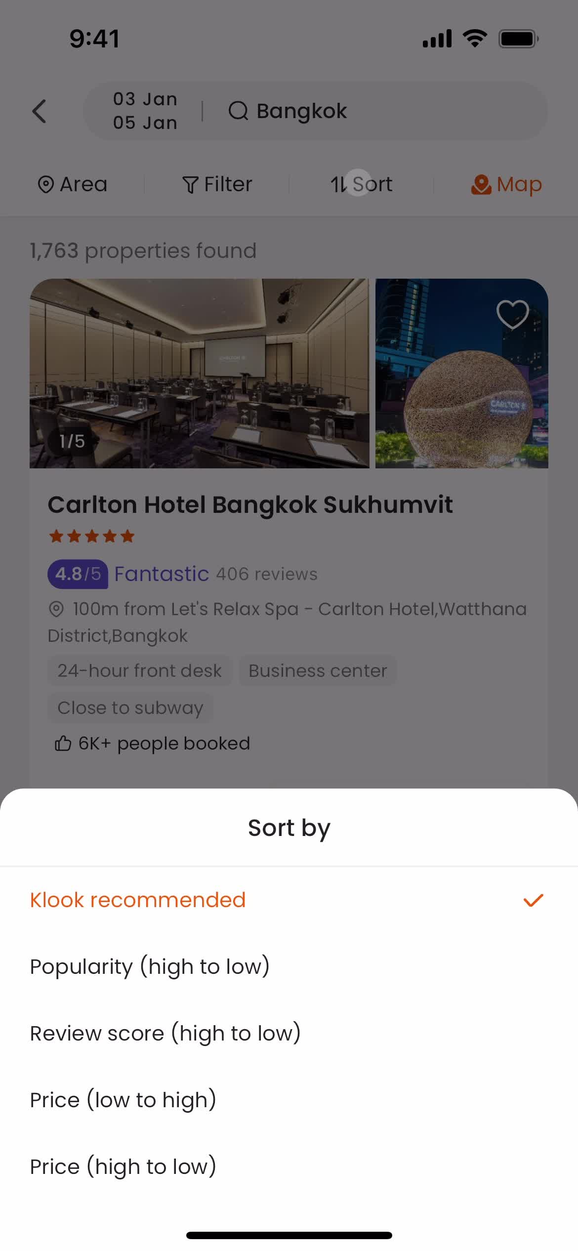 Filtering screenshot