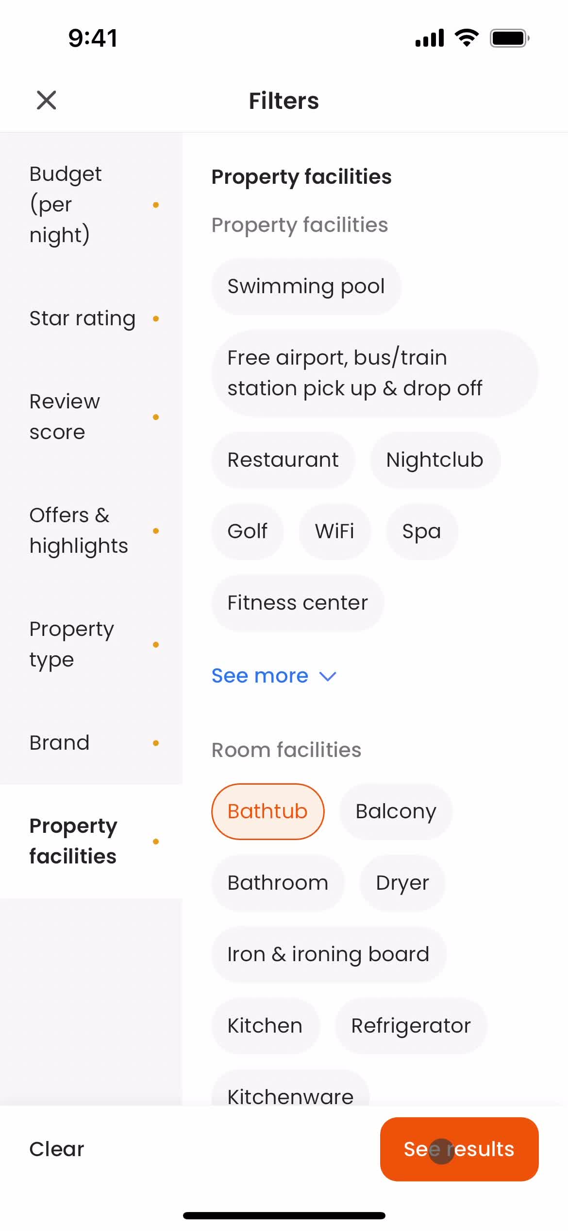 Filtering screenshot